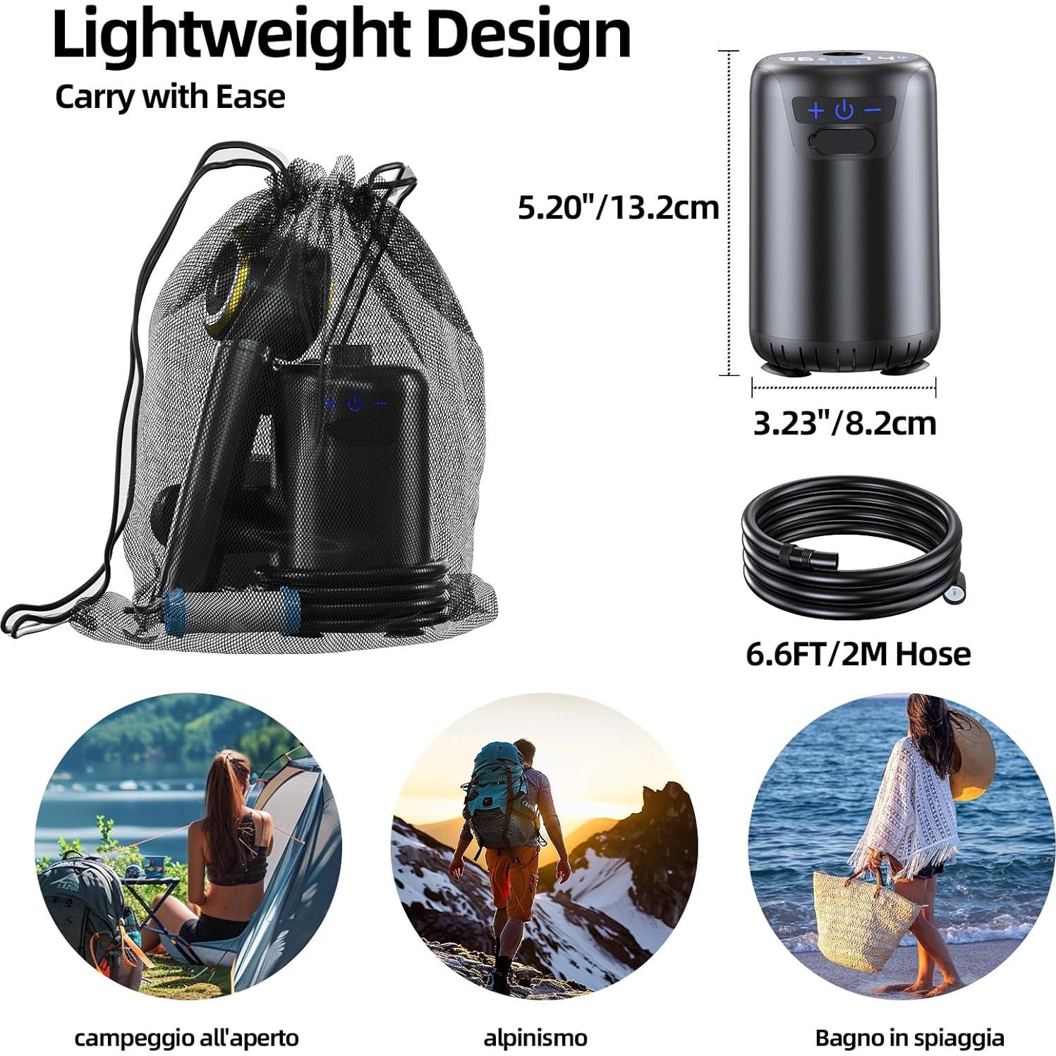 Portable Camping Shower, Upgraded Outdoor Shower with Fahrenheit Display & 8000mAh Rechargeable Battery Pump IPX8 Waterproof for Camp, Hiking, Car Washing