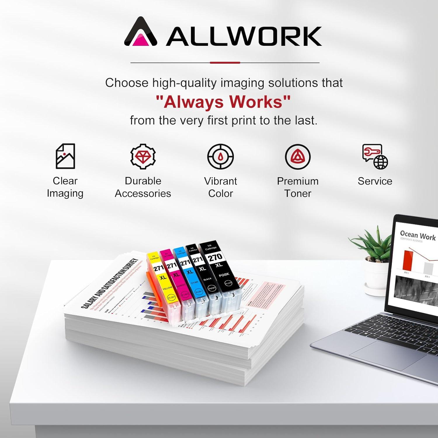 Cartucho de Tinta Compatible Allwork PGI-270XL CLI-271XL 5 Paquetes