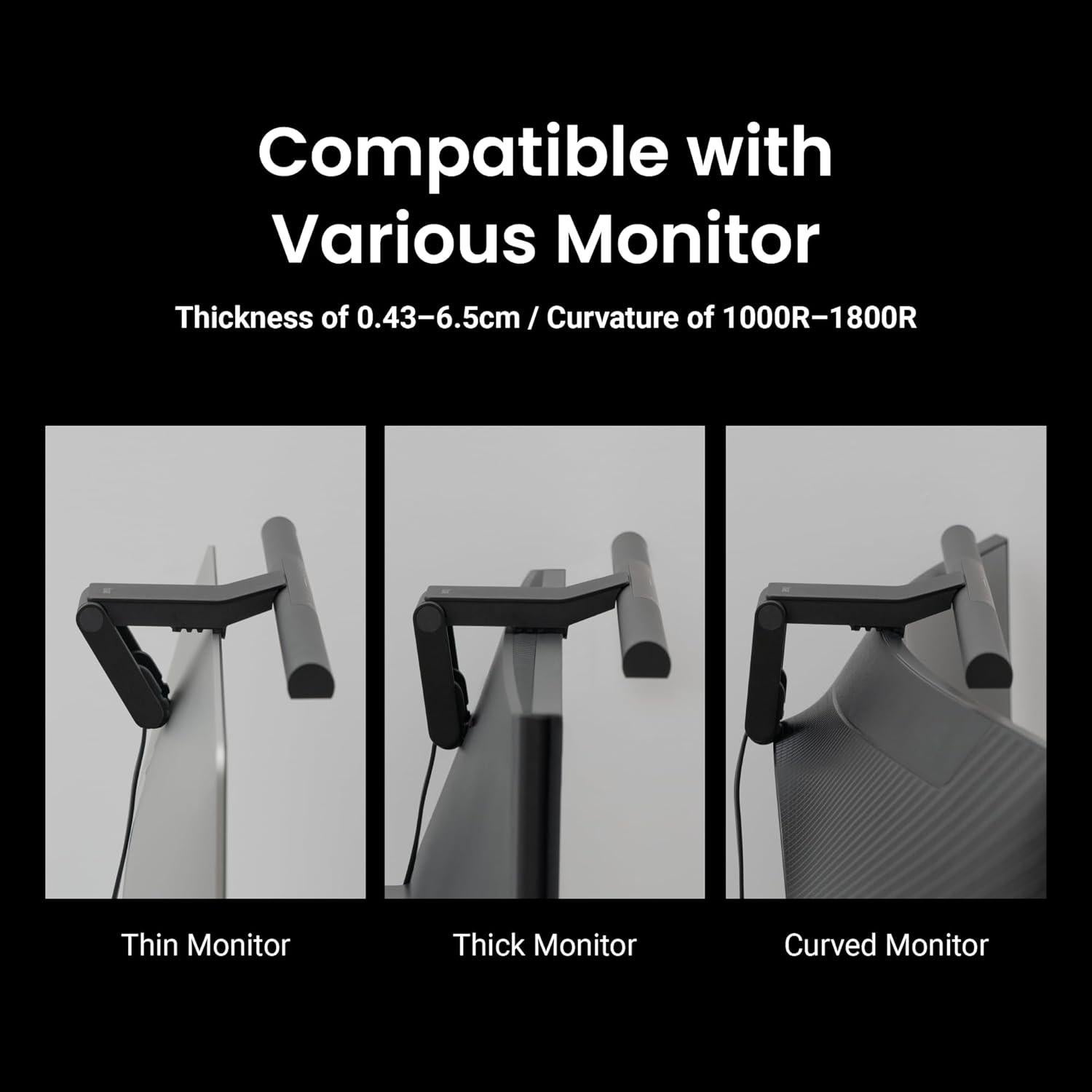 BenQ ScreenBar Pro Luz LED para Monitor Negro - Sensor de Movimiento, Brillo Ajustable, Cuidado Ocular