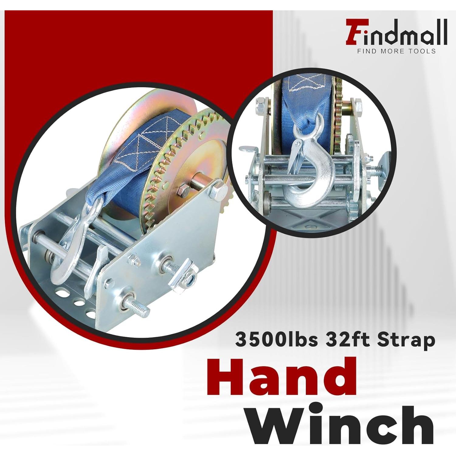 Winch Manual de Alta Resistencia Findmall 1587.6kg 10m
