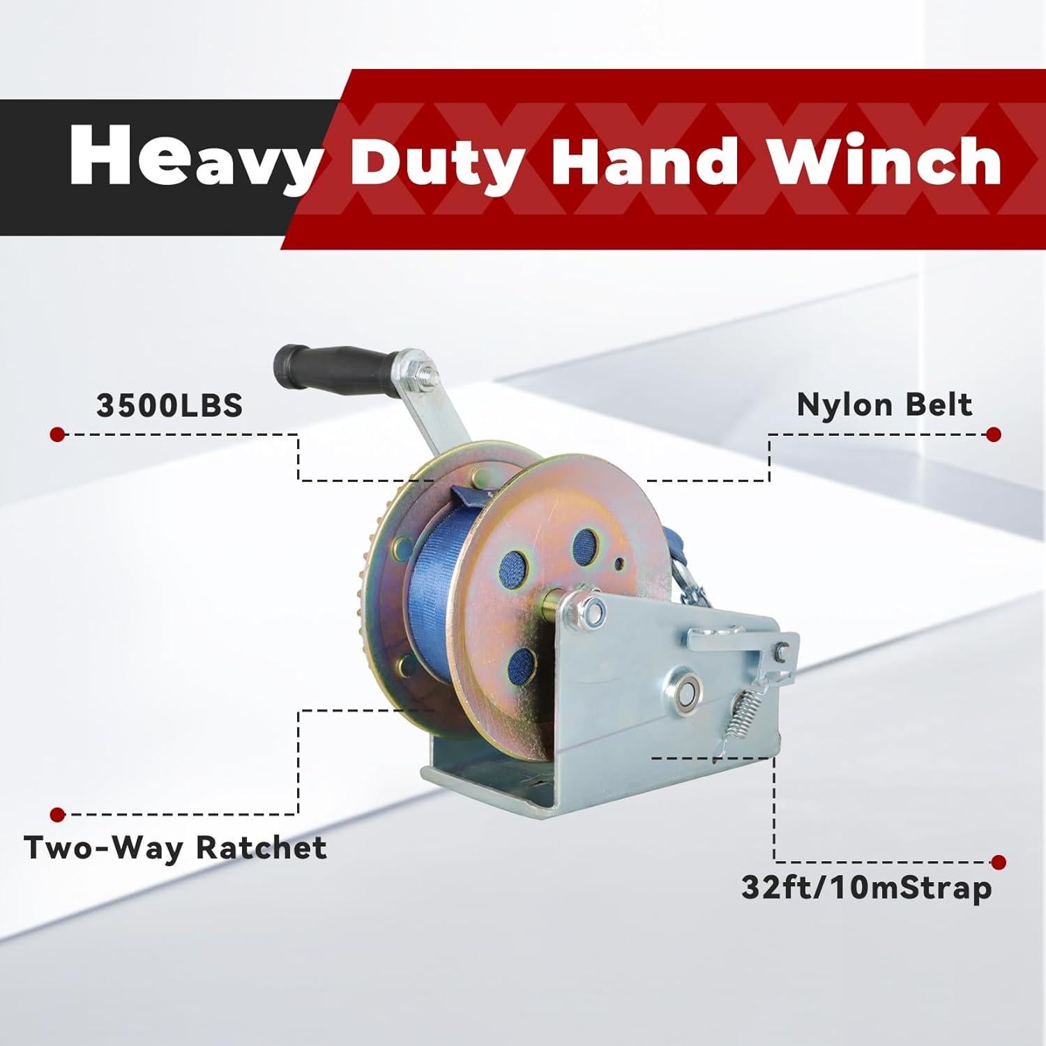 Winch Manual de Alta Resistencia Findmall 1587.6kg 10m