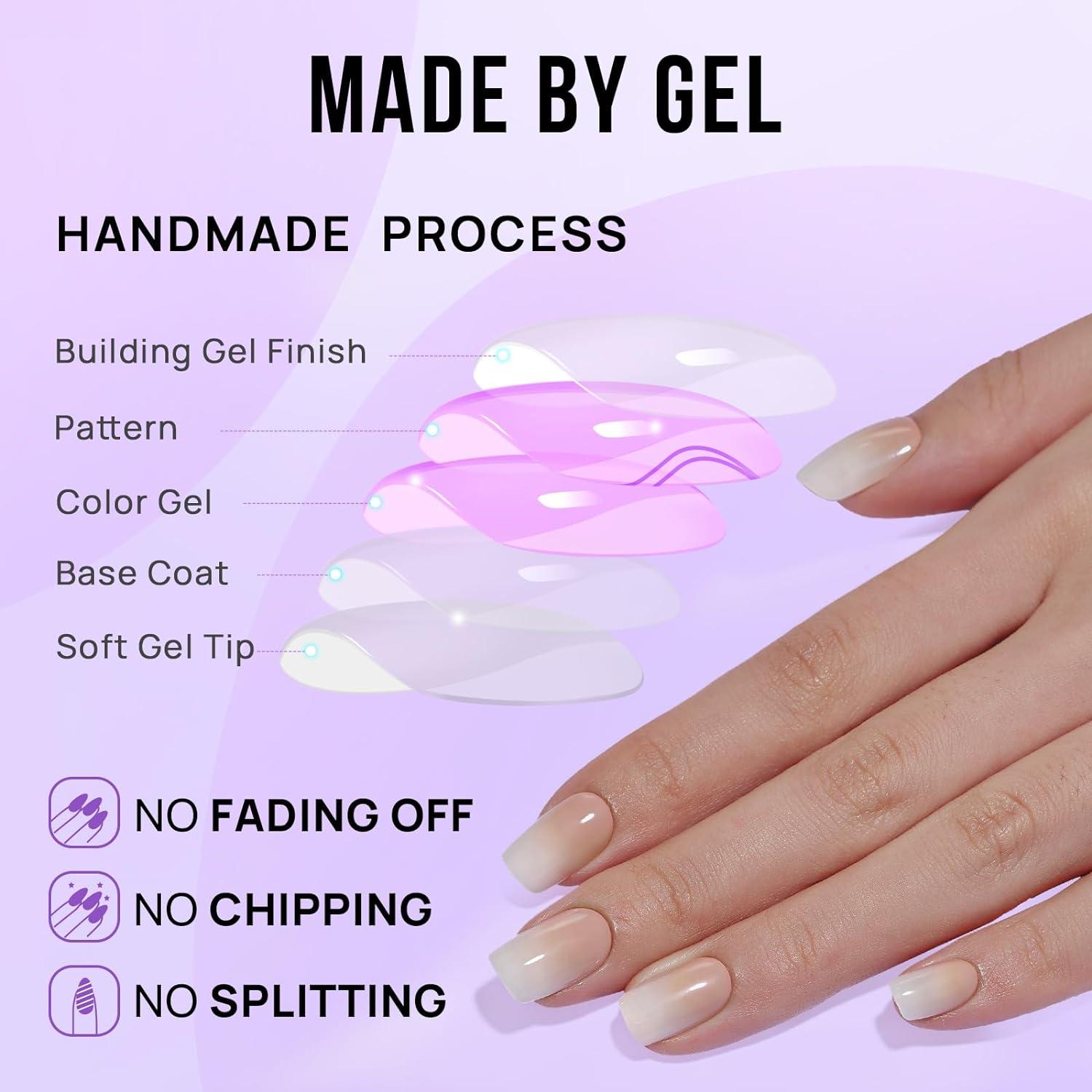 Uñas de Gel Presionadas BTArtbox Crema de Vainilla - 30 Uñas Reutilizables