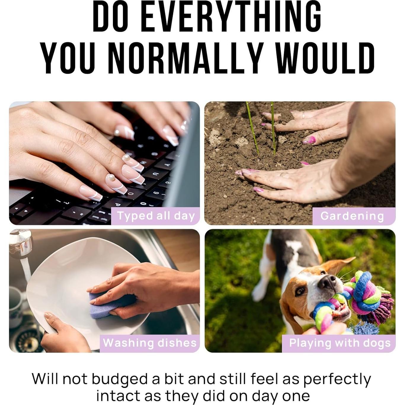 Uñas de Gel Presionadas BTArtbox 30 Piezas Crema de Vainilla