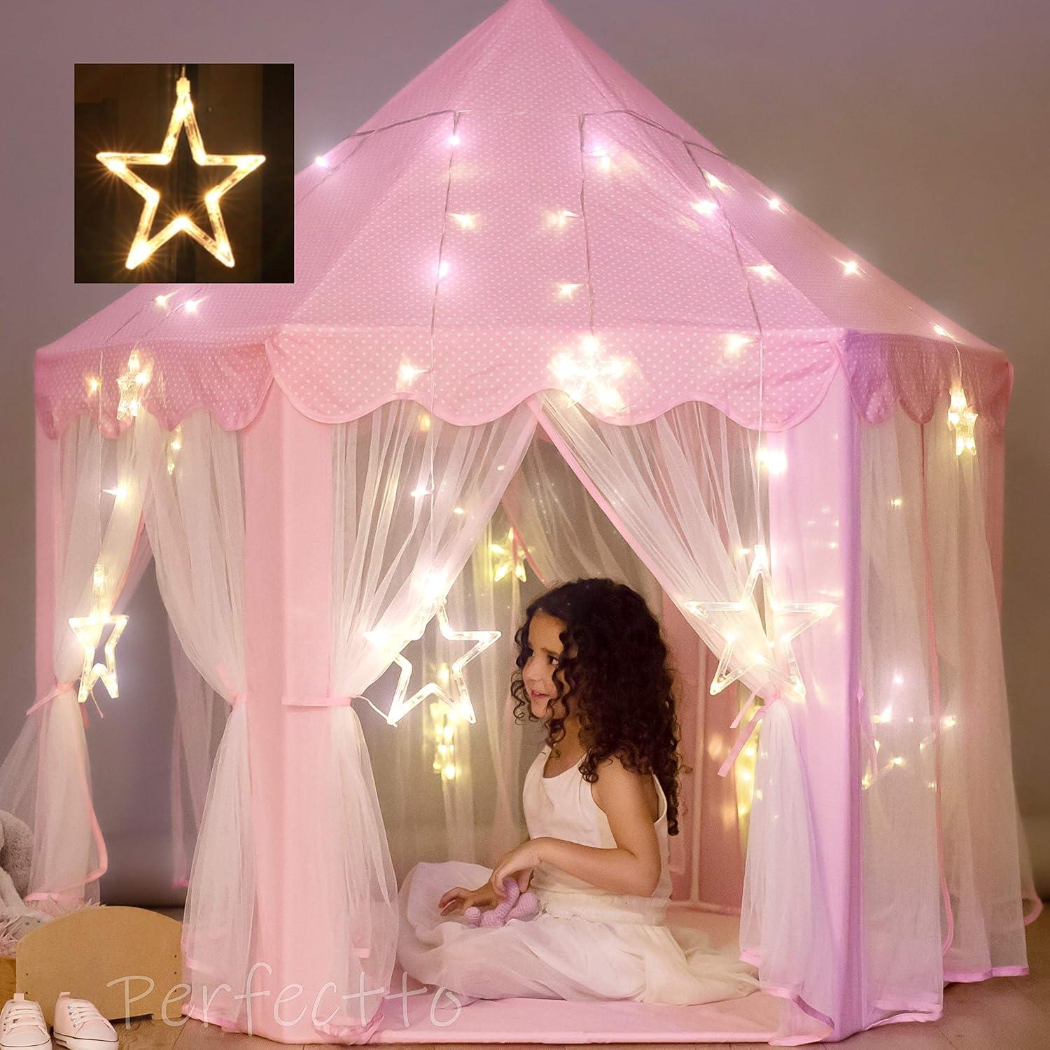 Carpa de Princesa Rosa Perfectto con Luces Estrelladas 1.99 kg