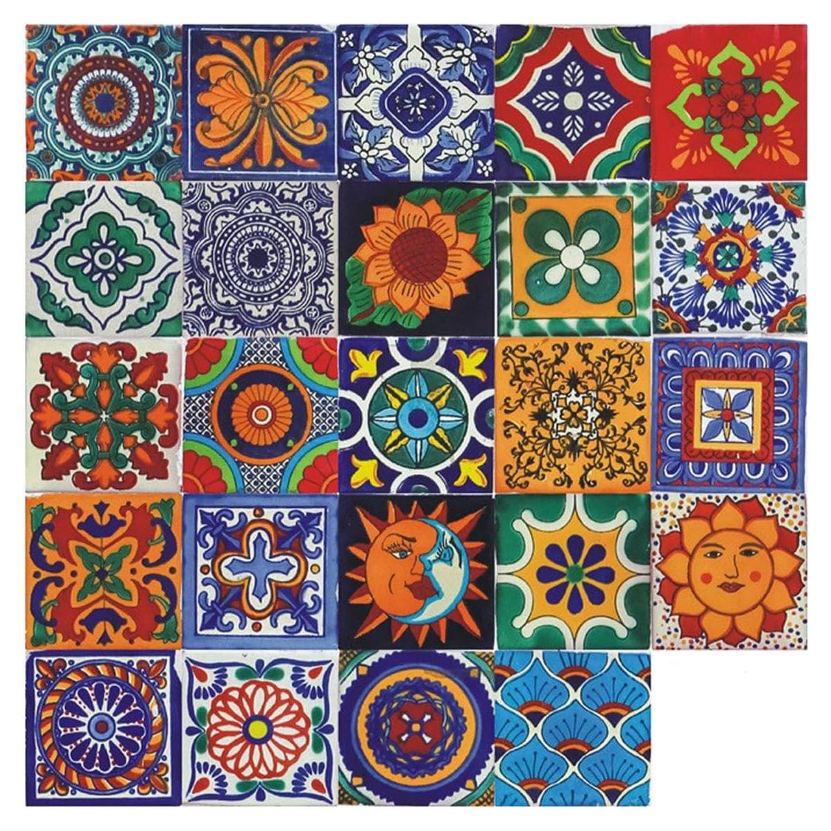 24 Calcomanías de Azulejos GULELAYAR 10x10cm Estilo Bohemio