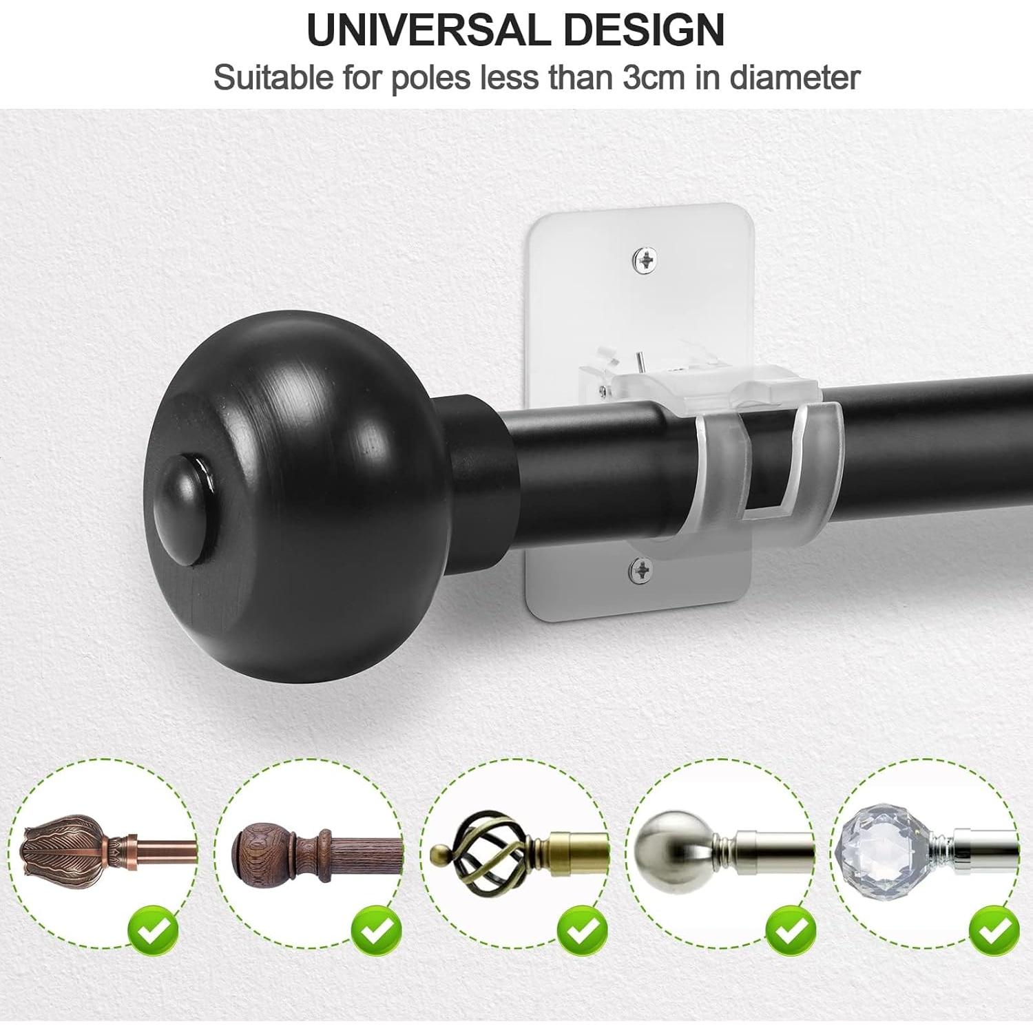 Soportes de Varilla de Cortina Yeahxing - 9 kg, Transparente, 2 Piezas