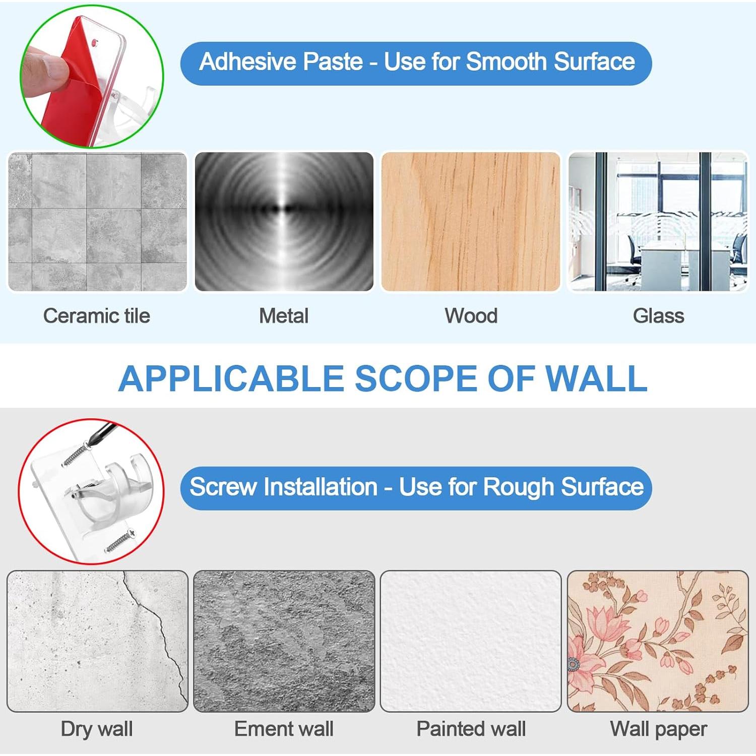 Soportes de Varilla de Cortina Yeahxing - 9 kg, Transparente, 2 Piezas