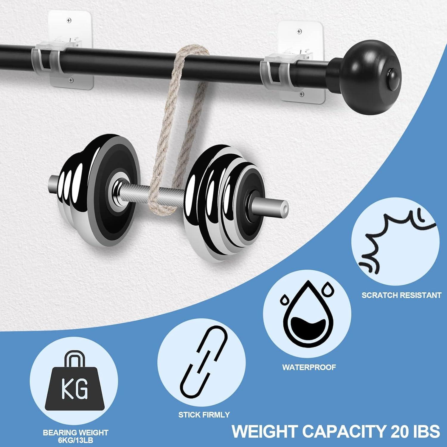 Soportes de Varilla de Cortina Yeahxing - 9 kg, Transparente, 2 Piezas