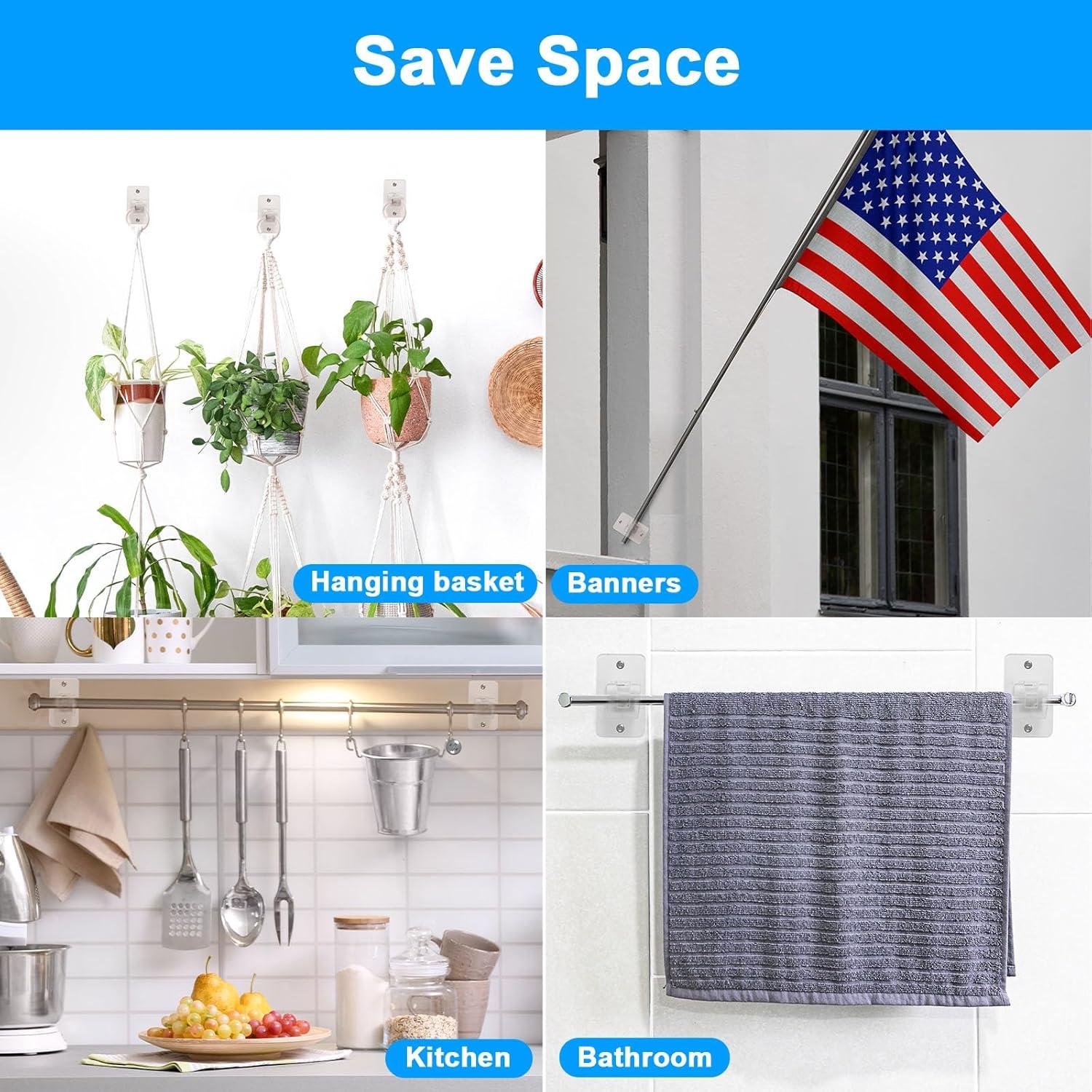 Soportes de Varilla de Cortina Yeahxing - 9 kg, Transparente, 2 Piezas