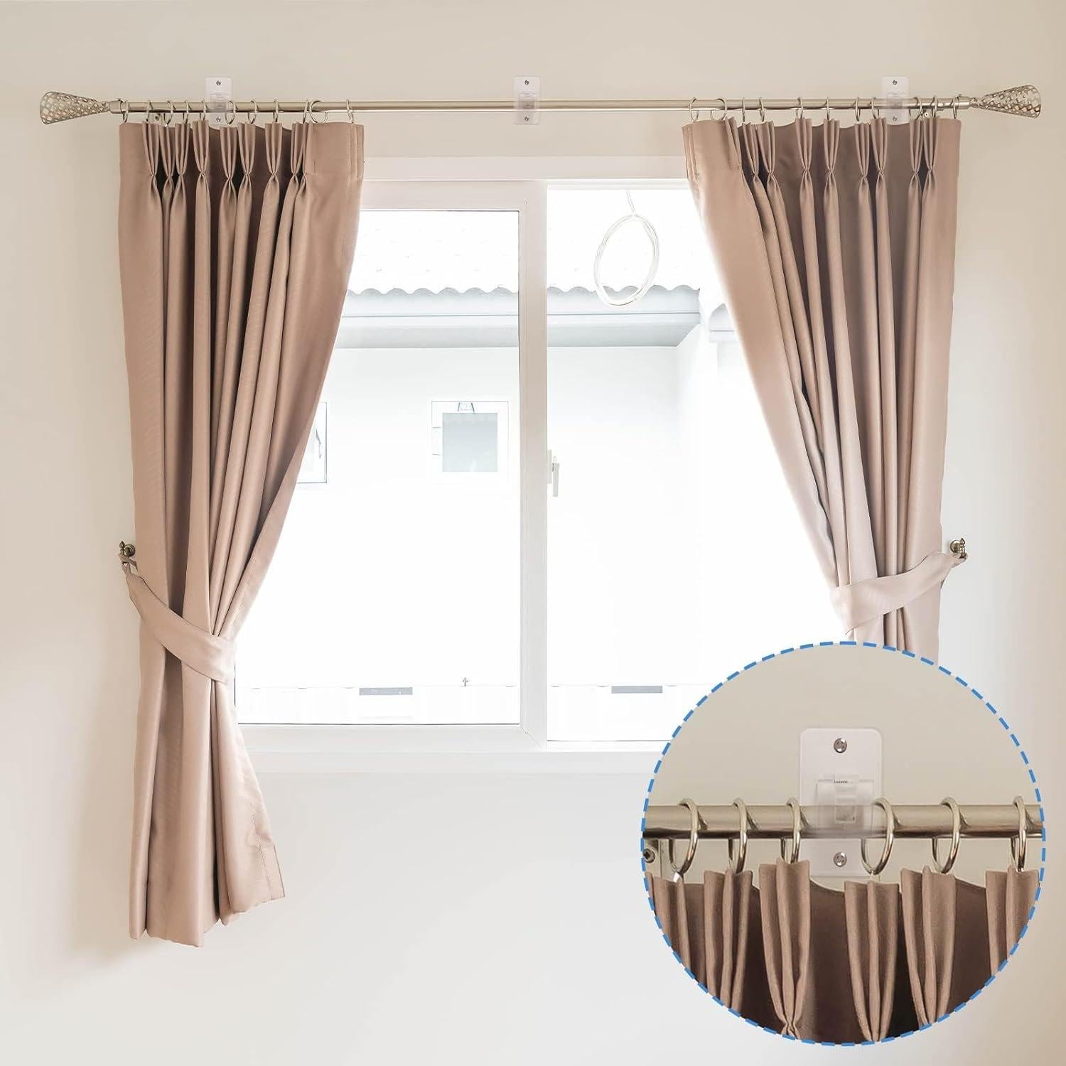 Soportes de Varilla de Cortina Yeahxing - 9 kg, Transparente, 2 Piezas