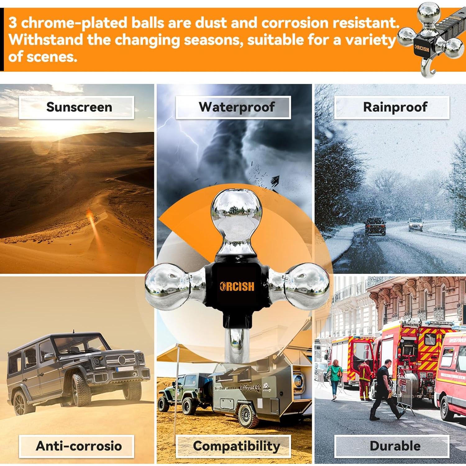 Soporte de Enganche para Remolque ORCISH Tri-Ball 10,000 lbs