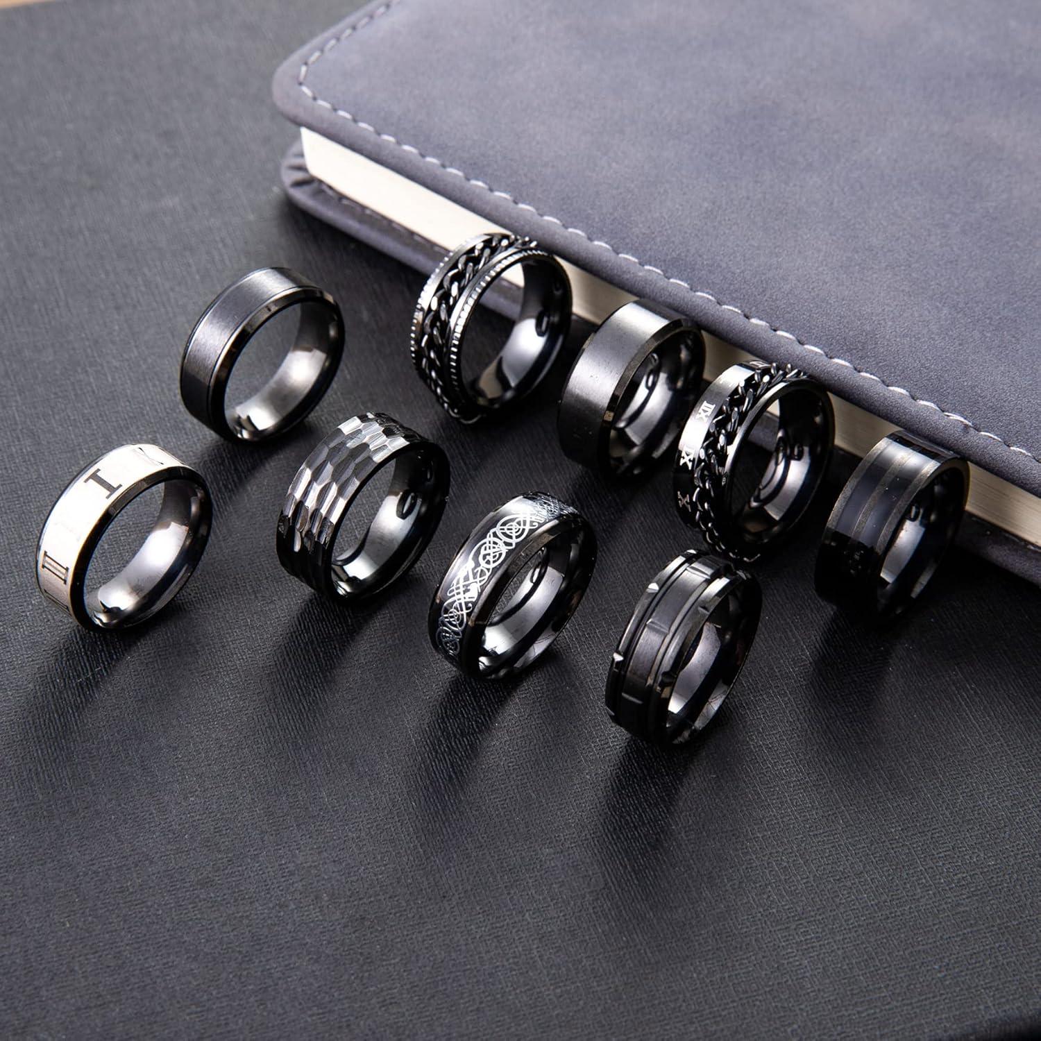 Conjunto de 9 Anillos de Acero Inoxidable YOVORO Antiestrés