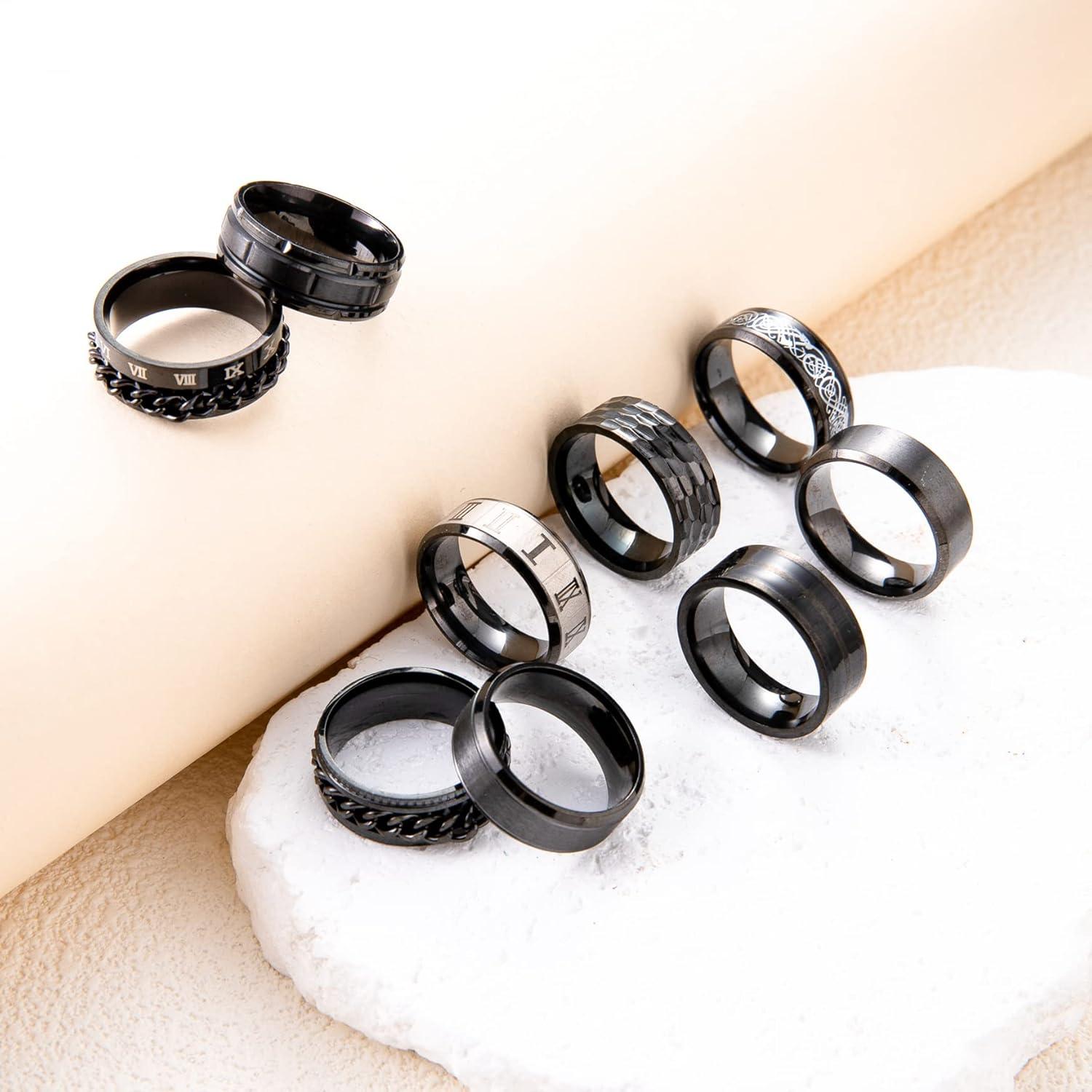 Conjunto de 9 Anillos de Acero Inoxidable YOVORO Antiestrés