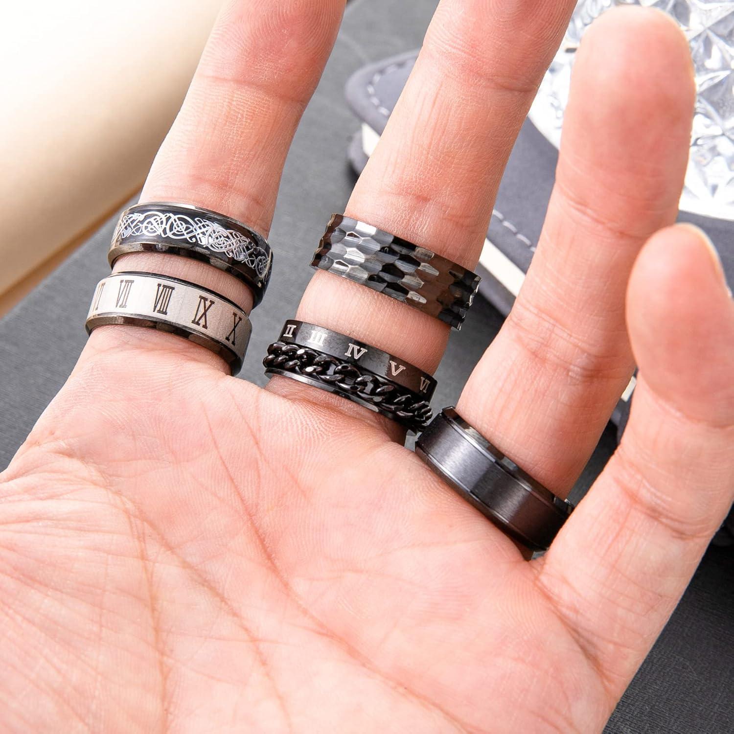 Conjunto de 9 Anillos de Acero Inoxidable YOVORO Antiestrés