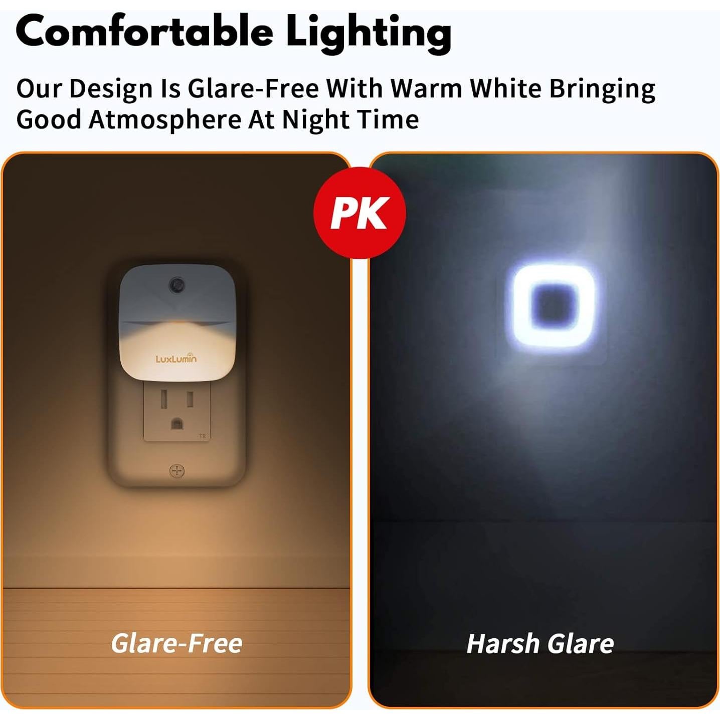 Luces Nocturnas LED LuxLumin con Sensor Crepúsculo, 4 Pzs