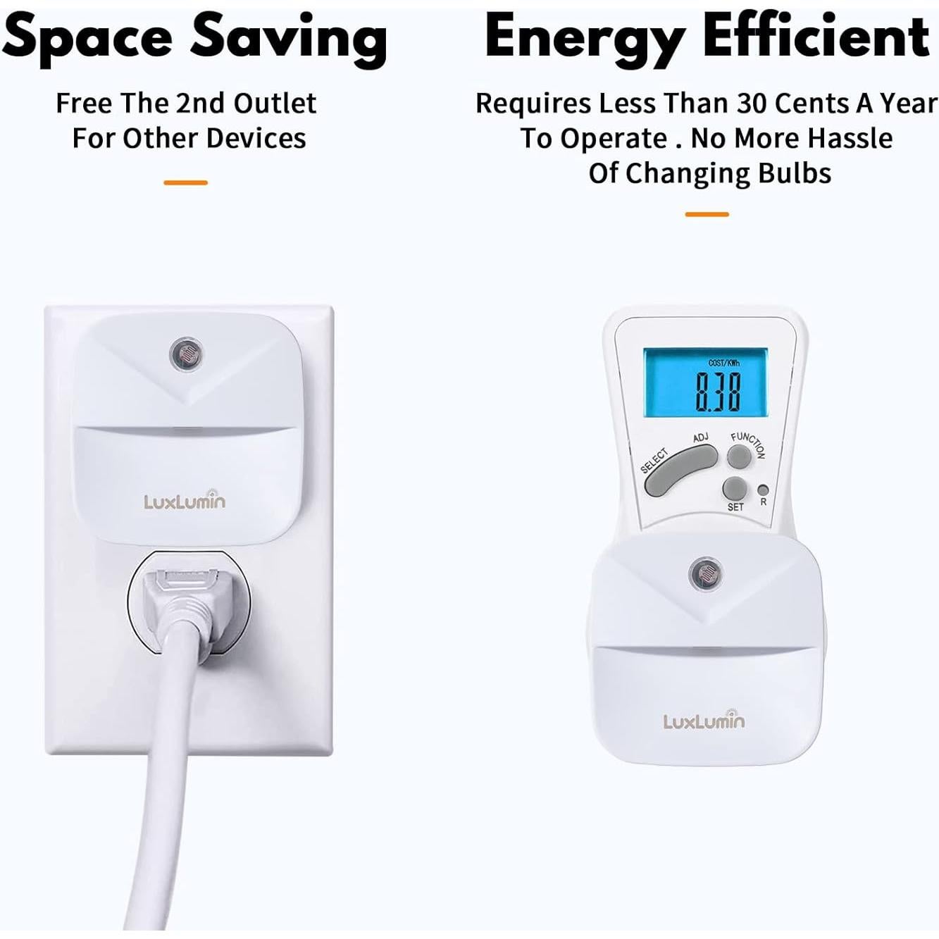 Luces Nocturnas LED LuxLumin con Sensor Crepúsculo, 4 Pzs