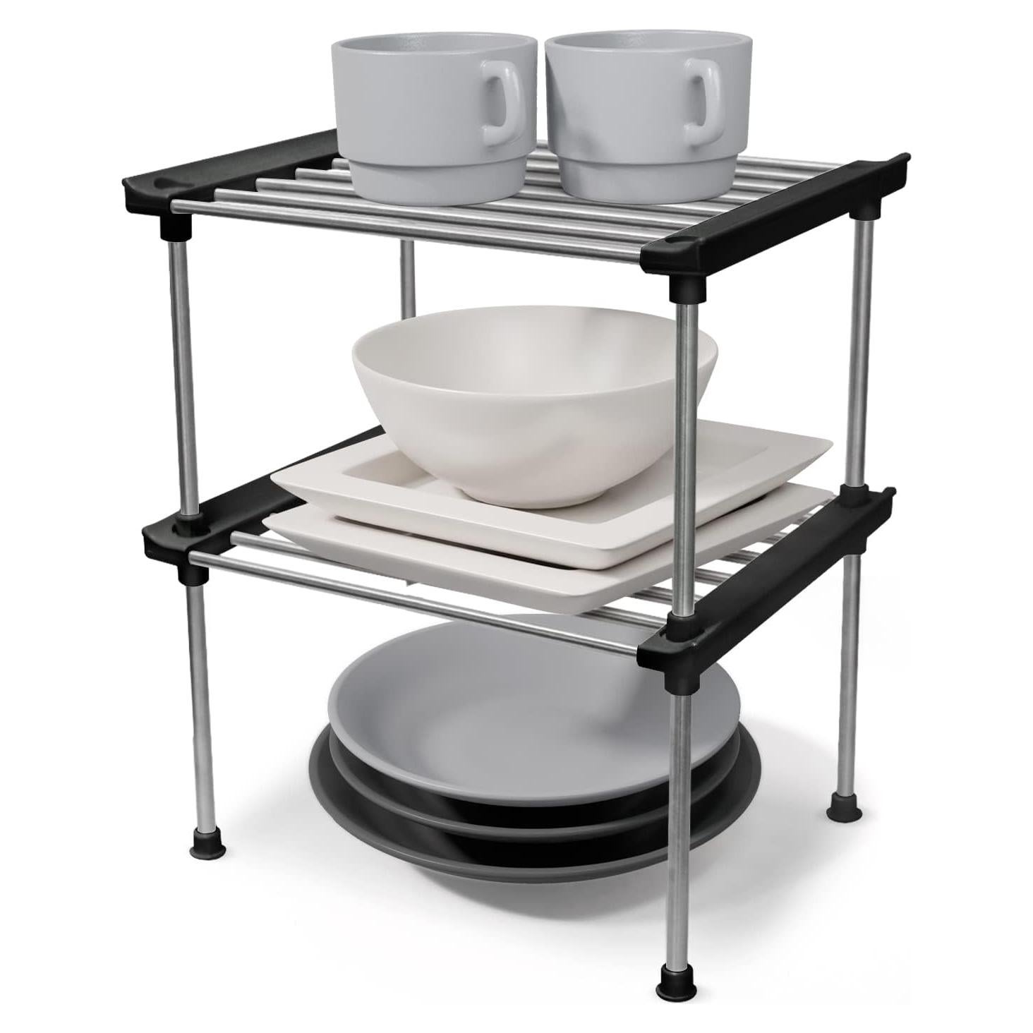 Estante Organizador Carrotez, 2 Estantes Apilables Negro 24.9x19.8x15.5 cm