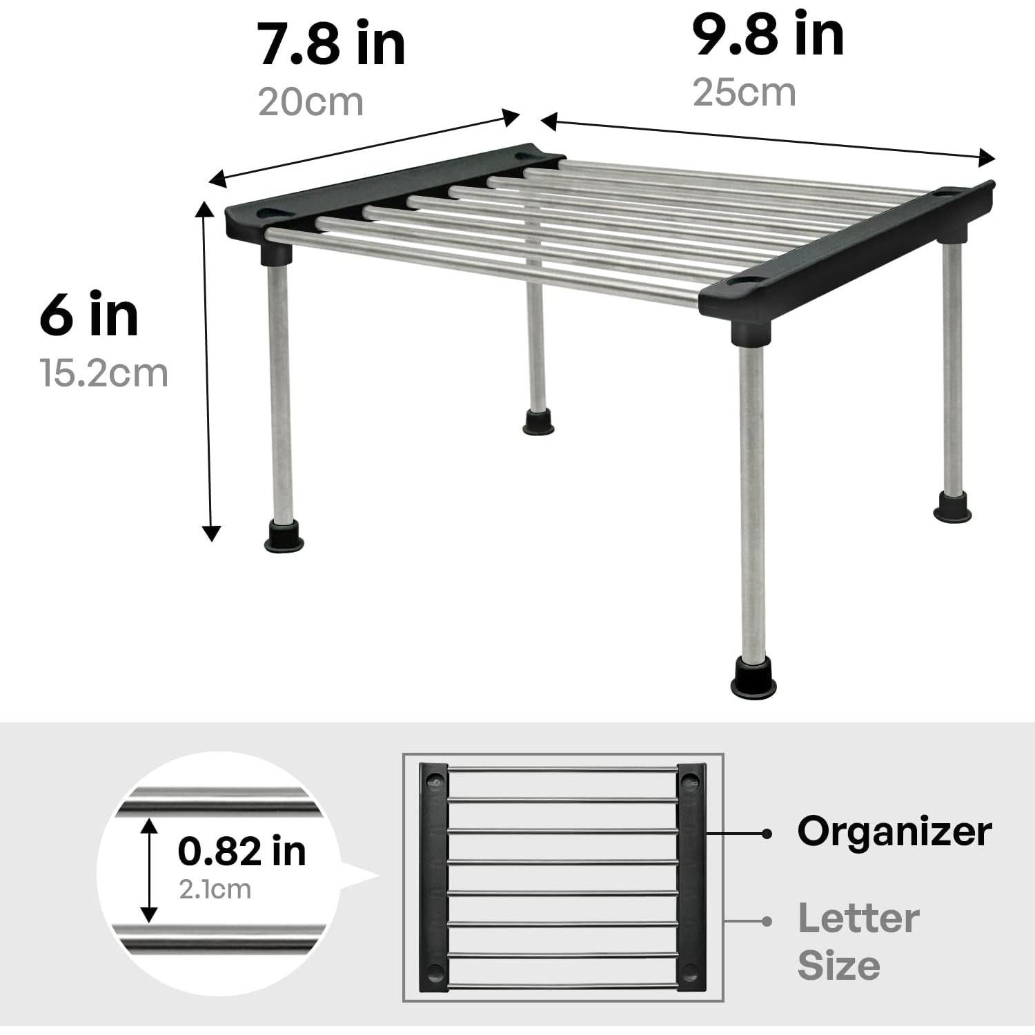 Estante Organizador Carrotez, 2 Estantes Apilables Negro 24.9x19.8x15.5 cm