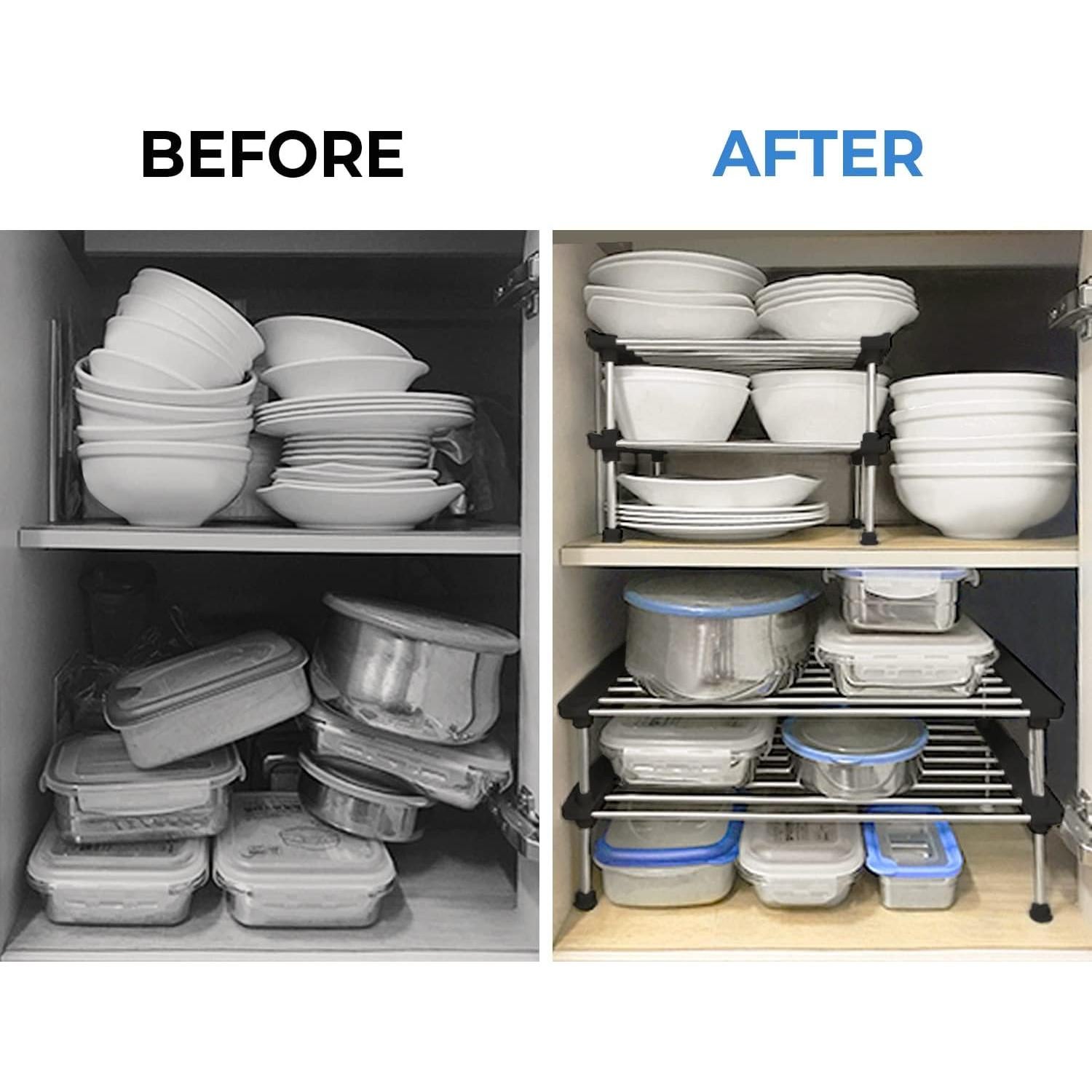 Estante Organizador Carrotez, 2 Estantes Apilables Negro 24.9x19.8x15.5 cm