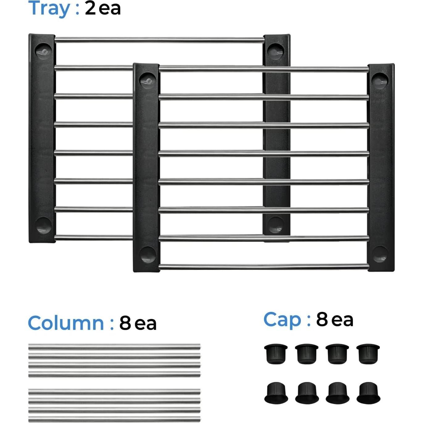 Estante Organizador Carrotez, 2 Estantes Apilables Negro 24.9x19.8x15.5 cm
