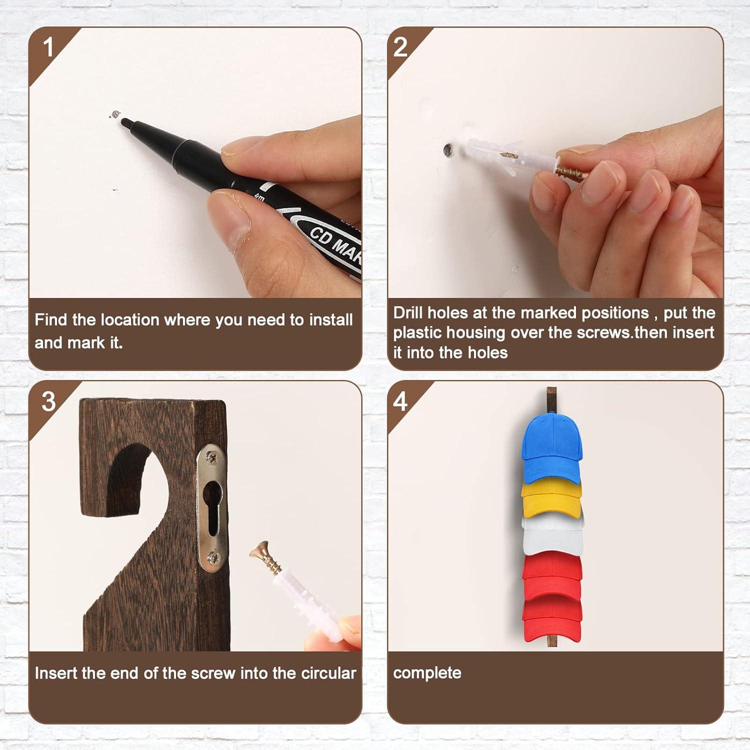 Perchero de Pared Bessny para Gorras de Béisbol 2 Piezas