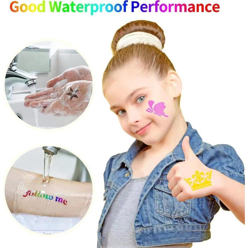 Kit de Tatuajes Temporales de Brillo Wxfhtda - 36 Colores y 187 Plantillas