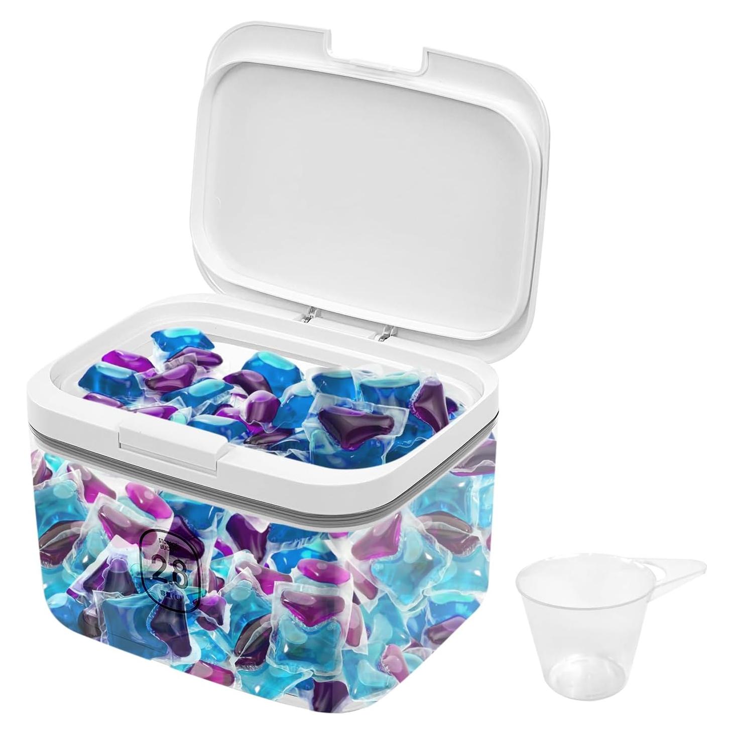 Contenedor de cápsulas de lavandería YEXEXINM 2.8L con tapa