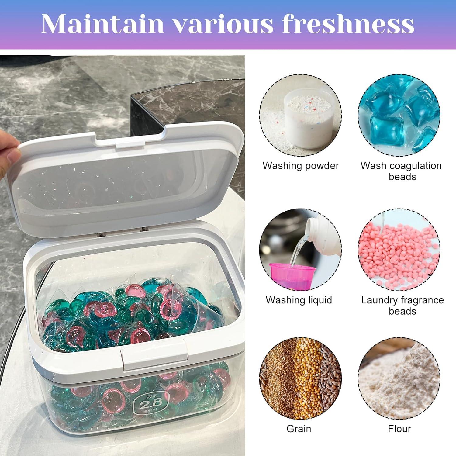Contenedor de cápsulas de lavandería YEXEXINM 2.8L con tapa