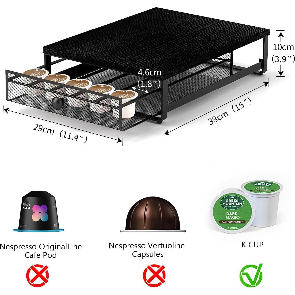 Organizador de Cajón para 35 Cápsulas de Café Sedegn Negro