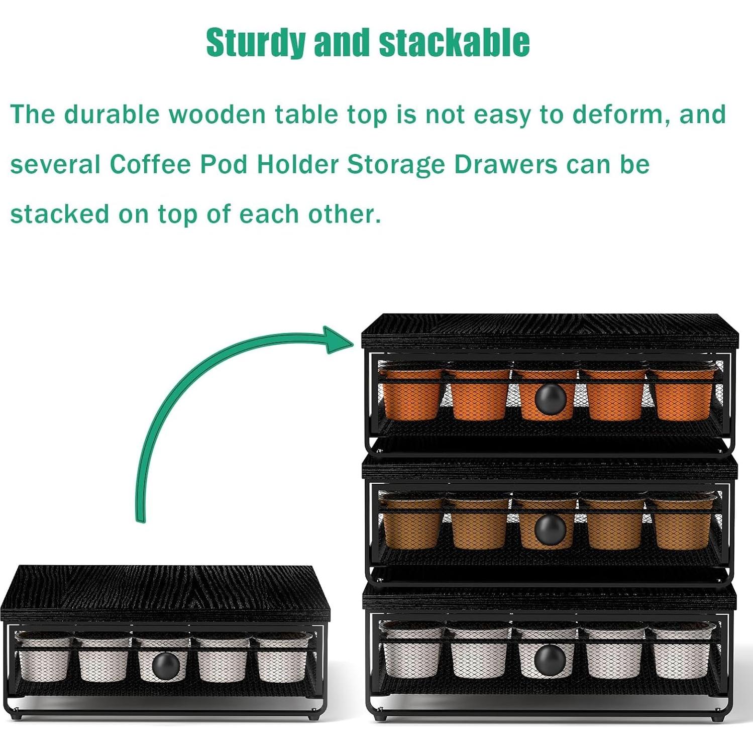 Organizador de Cajón para 35 Cápsulas de Café Sedegn Negro