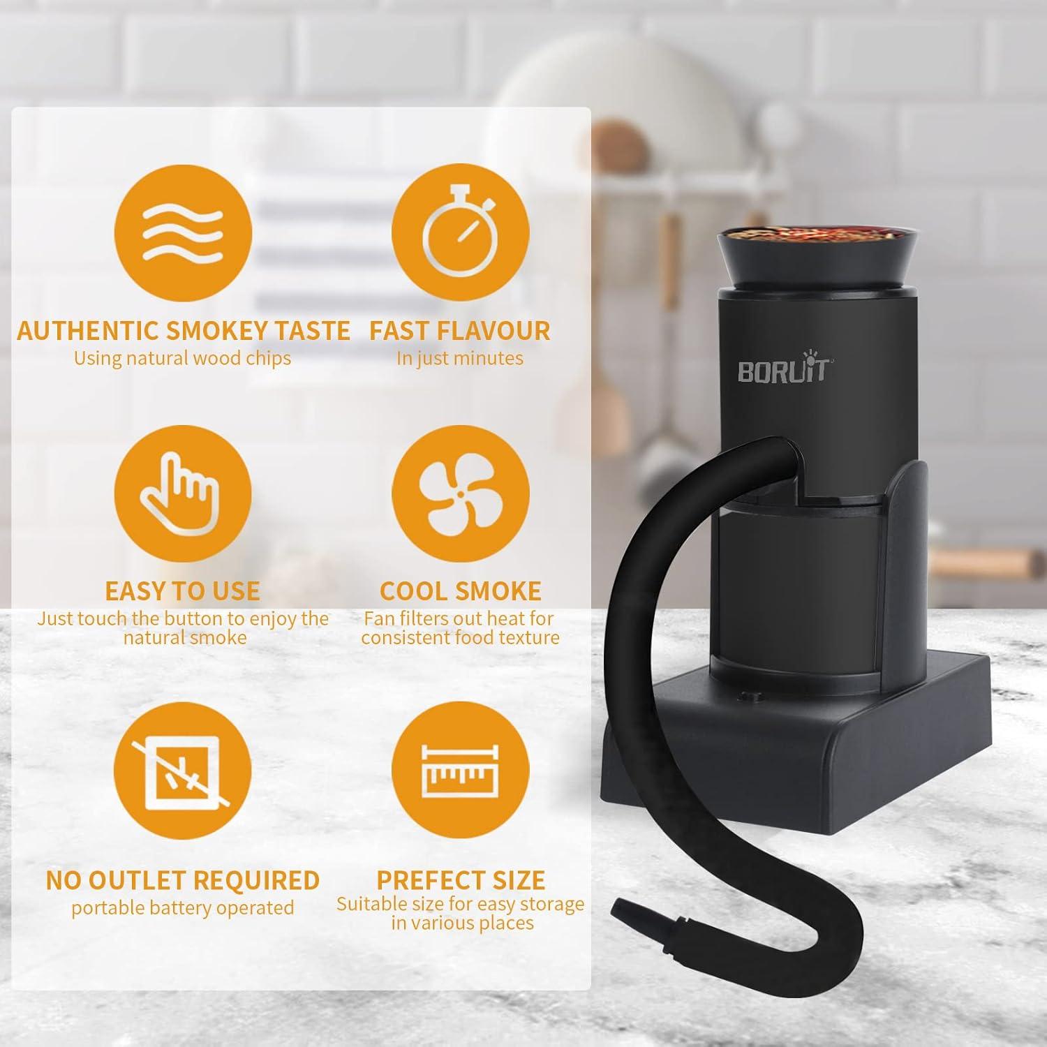 Ahumador de Cócteles BORUIT SK305 Portátil con Astillas de Madera