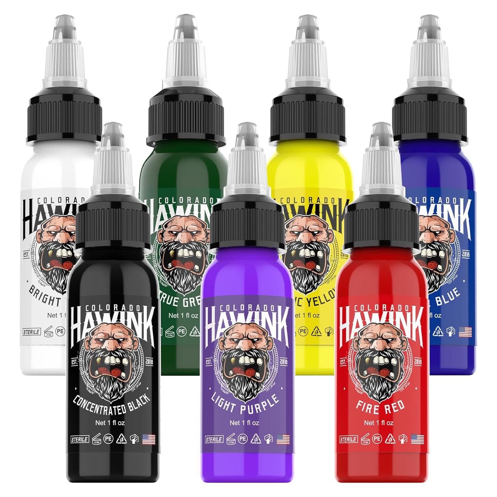 Tinta para Tatuajes HAWINK 7 Colores 30ml Orgánica Profesional