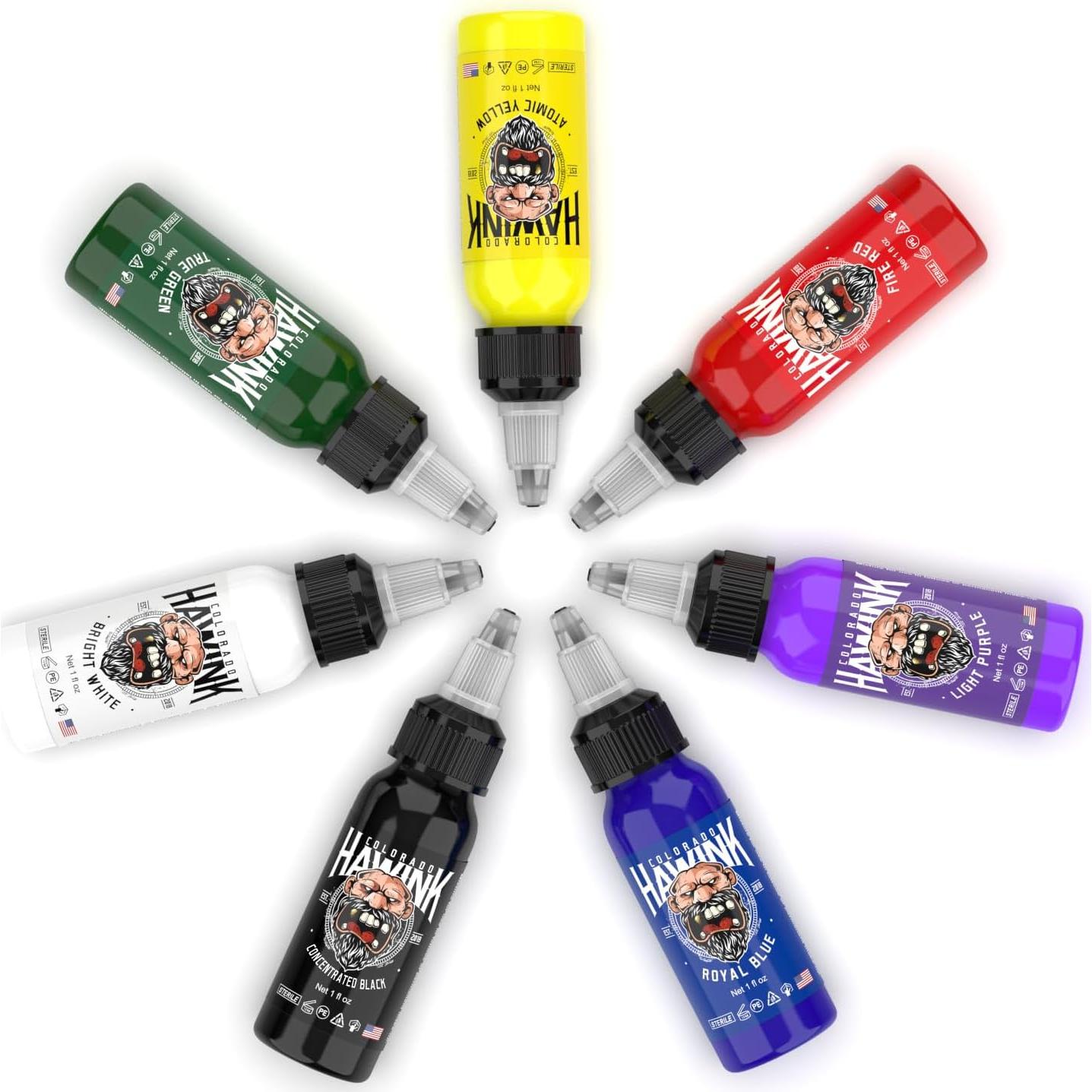 Tinta para Tatuajes HAWINK 7 Colores 30ml Orgánica Profesional