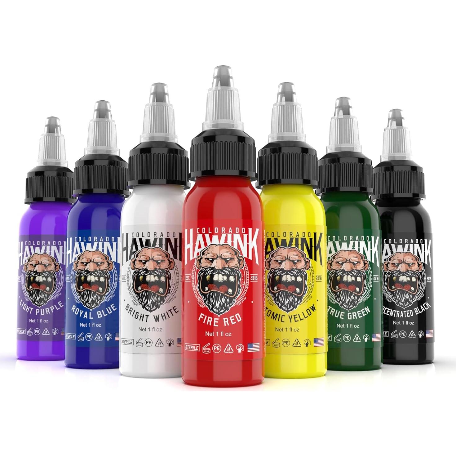 Tinta para Tatuajes HAWINK 7 Colores 30ml Orgánica Profesional