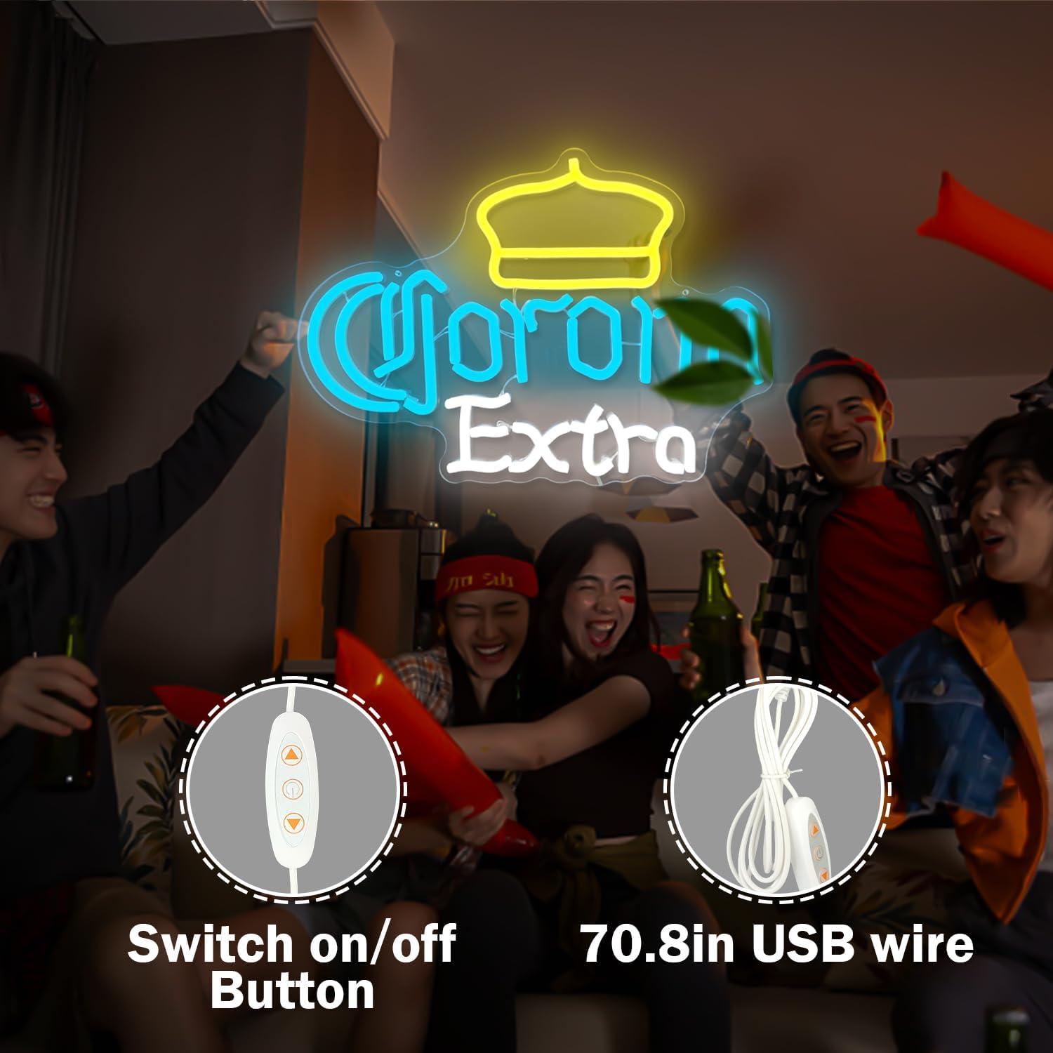 Luz de Neón de Cerveza Corona Extra JianJung 38x27cm