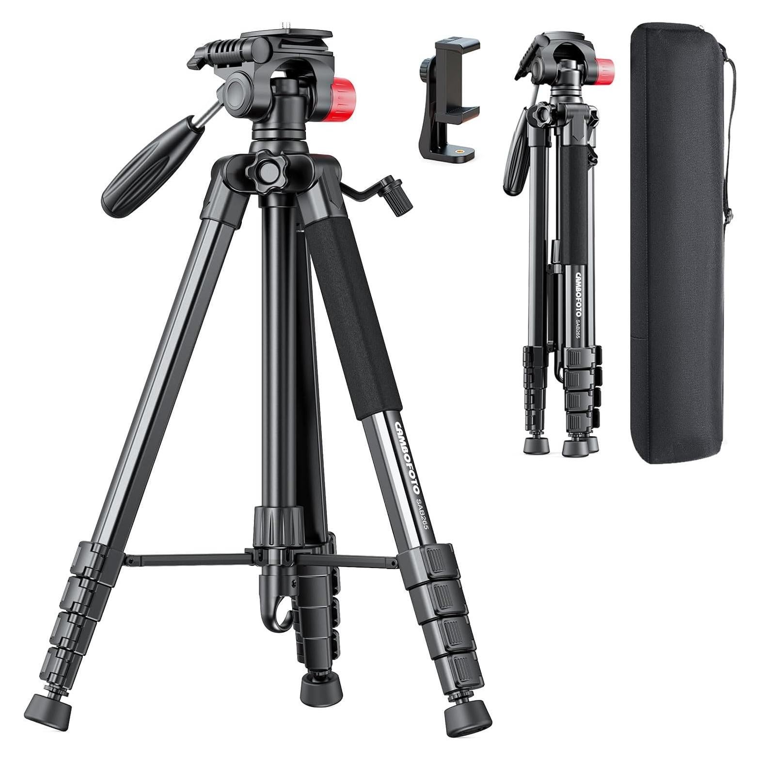 Trípode Profesional CAMBOFOTO 74" Aluminio Ajustable 1.27 kg