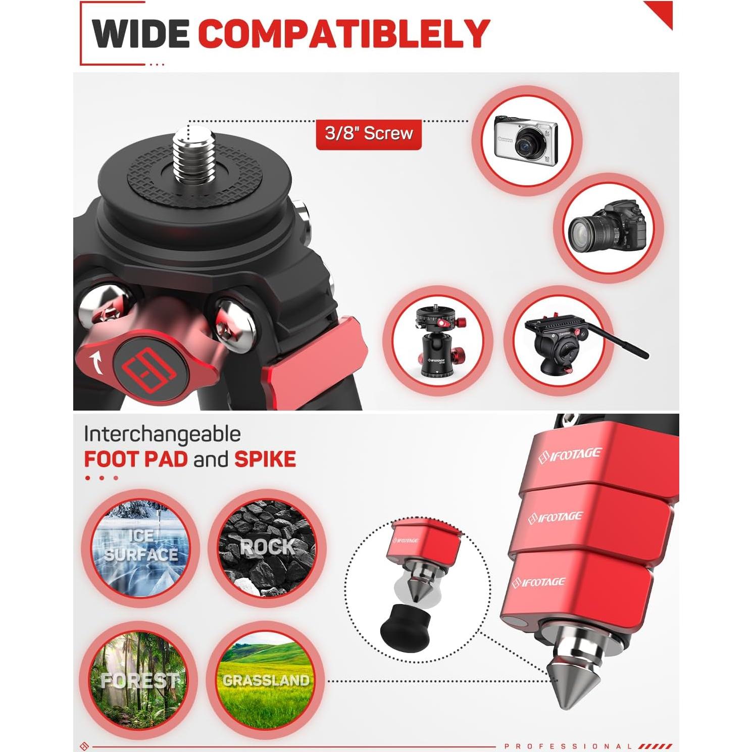 Trípode IFOOTAGE TA3B con Cabezal K3, Aluminio 62"