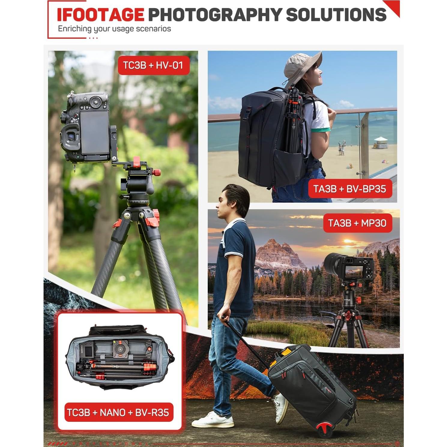 Trípode IFOOTAGE TA3B con Cabezal K3, Aluminio 62"