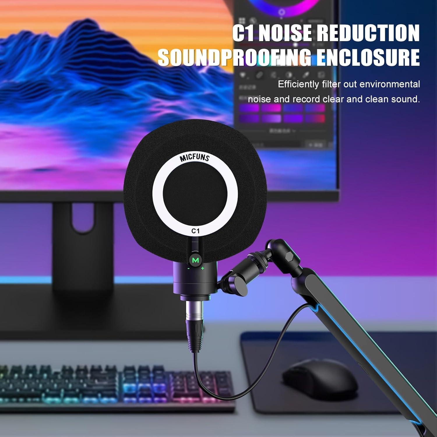 Filtro Antiviento Profesional C1 para Micrófono 45-60mm Negro