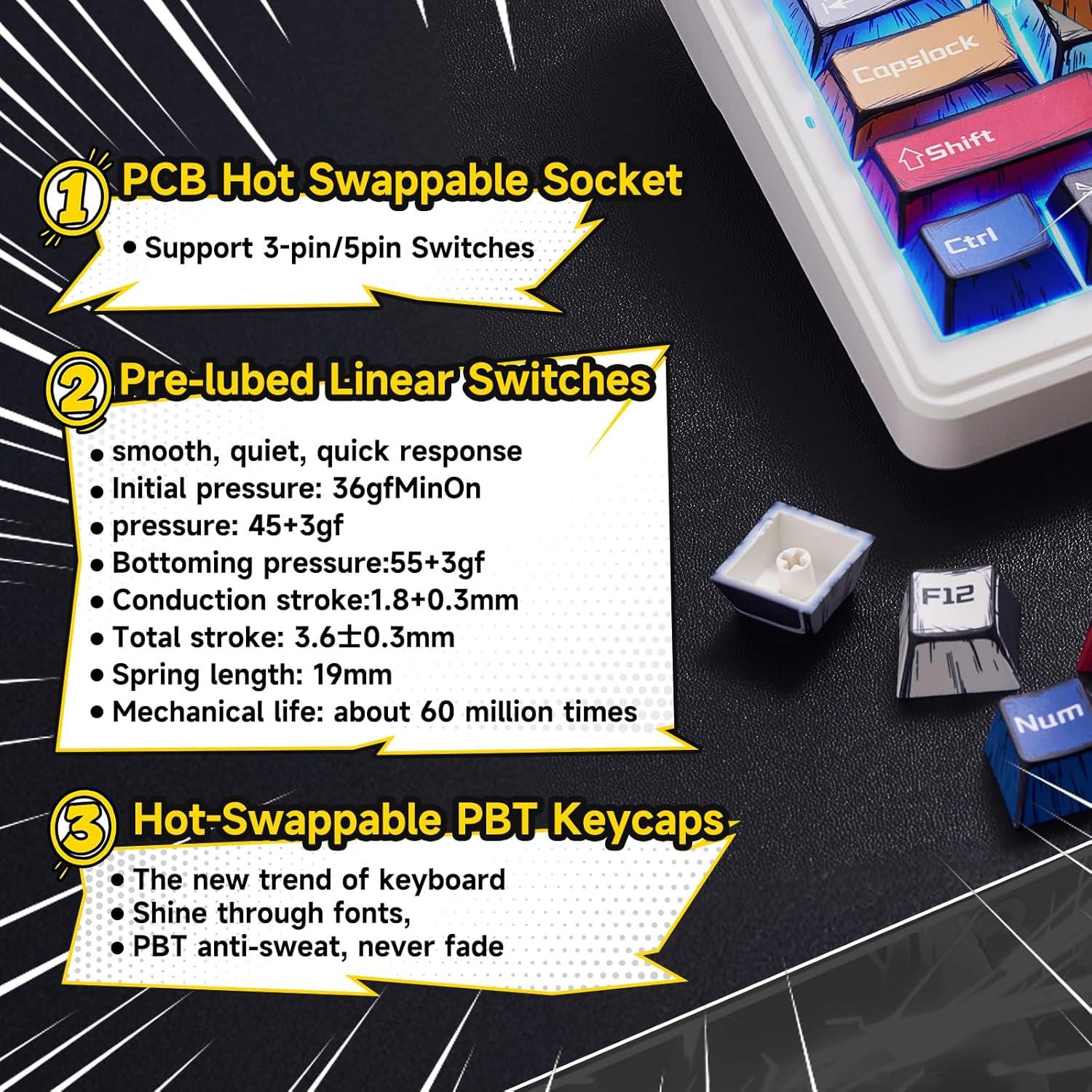 Teclado Mecánico Inalámbrico AULA F99 RGB 99 Teclas