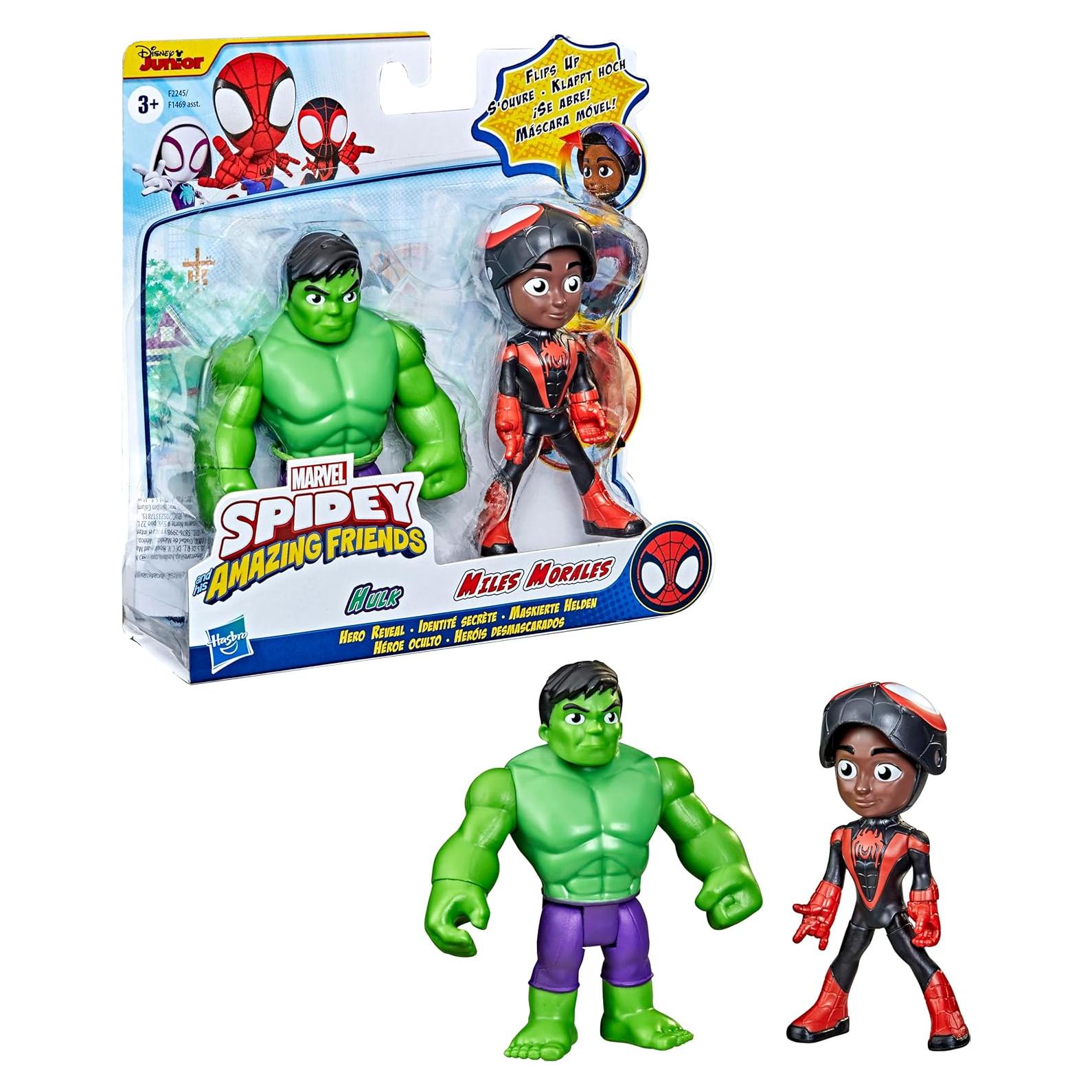 Figuras de Acción Hasbro Spidey y Amigos 2-Pack Miles Morales y Hulk