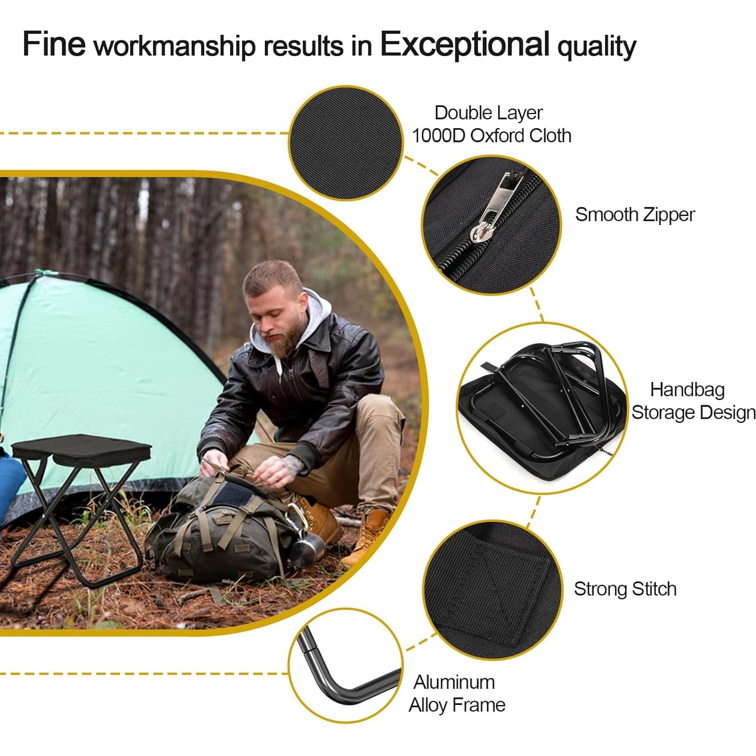 Taburete Plegable KOKSRY de Aluminio 34.3 cm Negro 159 kg