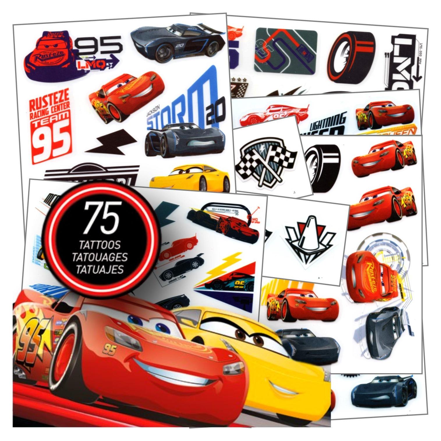 Tatuajes Temporales Disney Cars - 75 Diseños Diversos