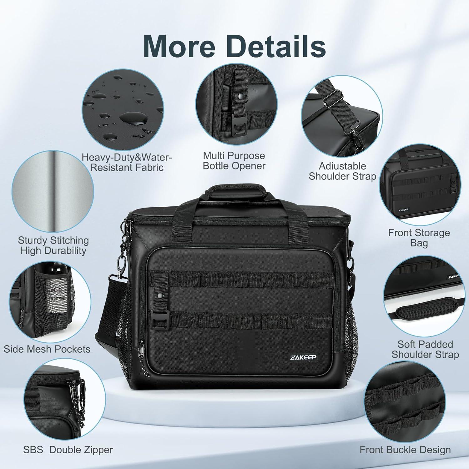 Bolsa de Enfriador ZAKEEP 30 Latas Negra Aislada Impermeable