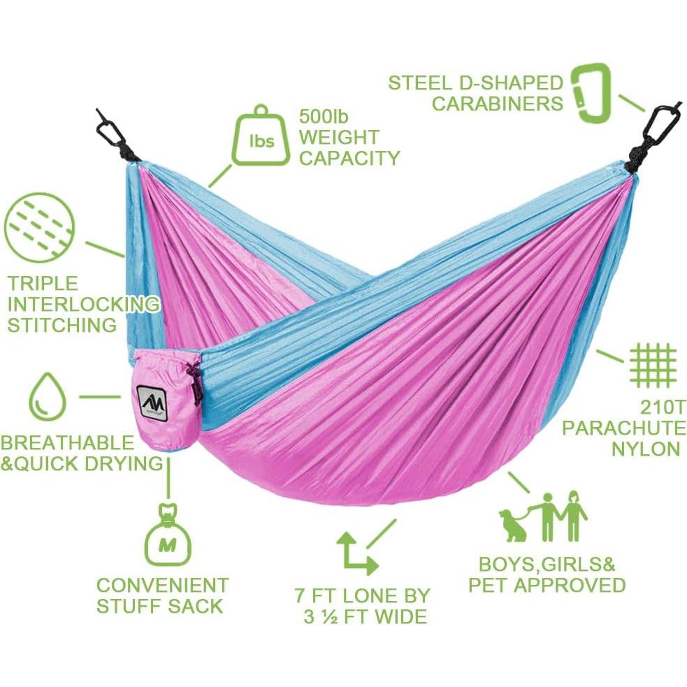 ayamaya Kids Camping Hammock, Small Outdoor Hammock Gifts for Children Girls Boys, Ultralight Kids Camping Gear with Tree Strap & Carabiners,Sling Swing Hammock for Indoor/Outdoor Use