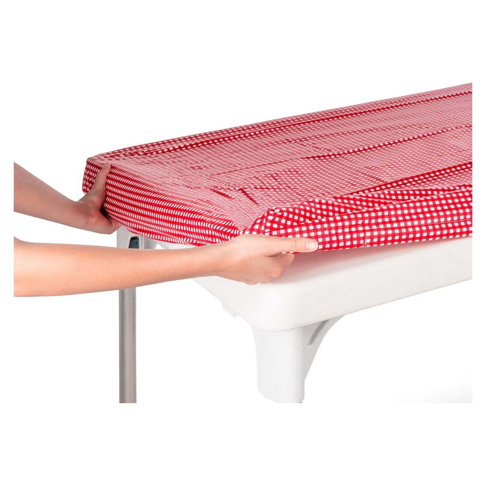 Mantel de Vinilo TopTableCloth 2pk 182x76 cm A Cuadros Rojos
