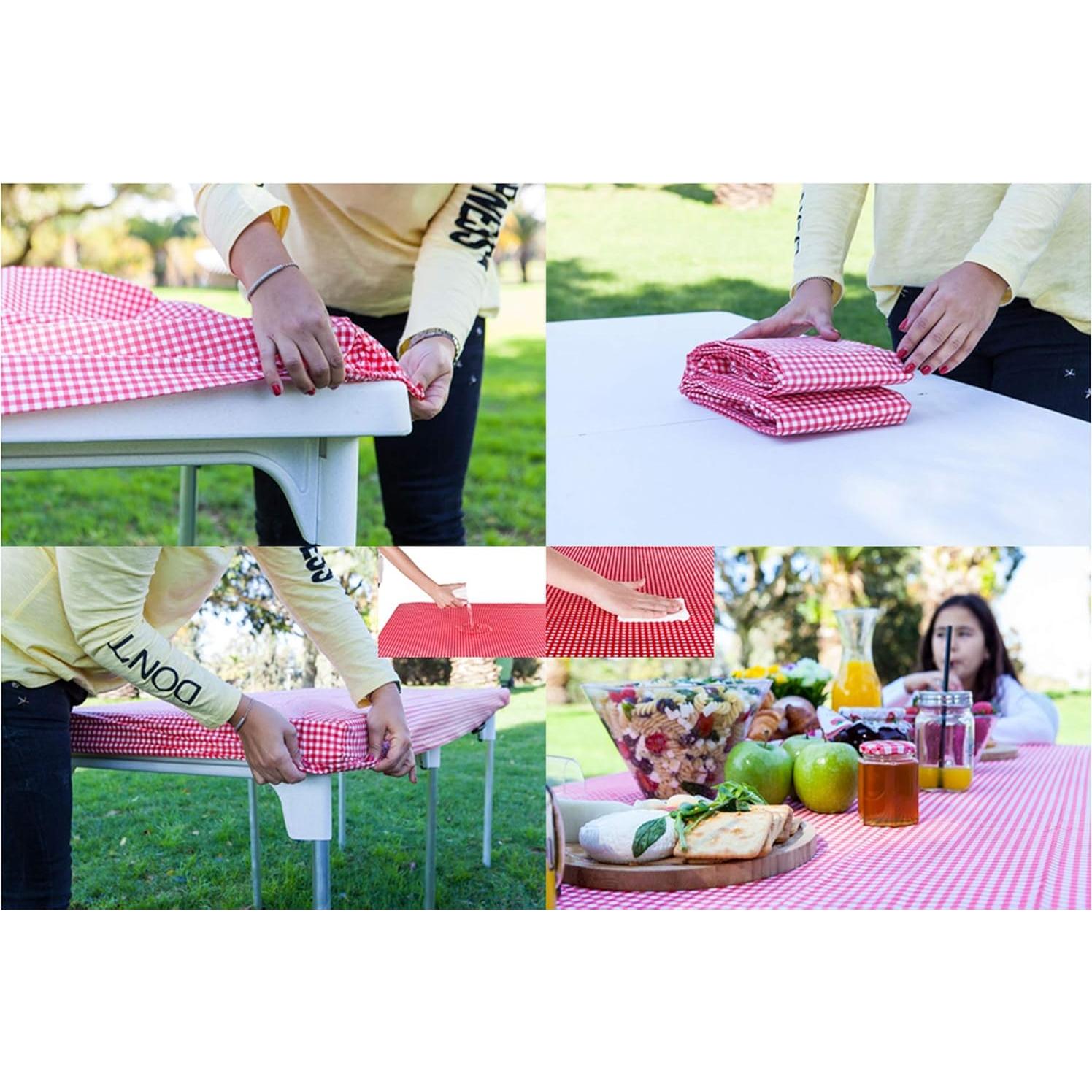 Mantel de Vinilo TopTableCloth 2pk 182x76 cm A Cuadros Rojos