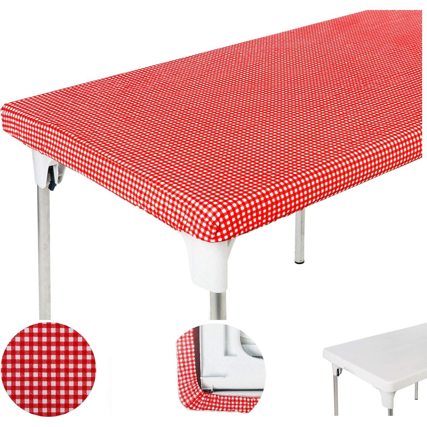 Mantel de Vinilo TopTableCloth 2pk 182x76 cm A Cuadros Rojos