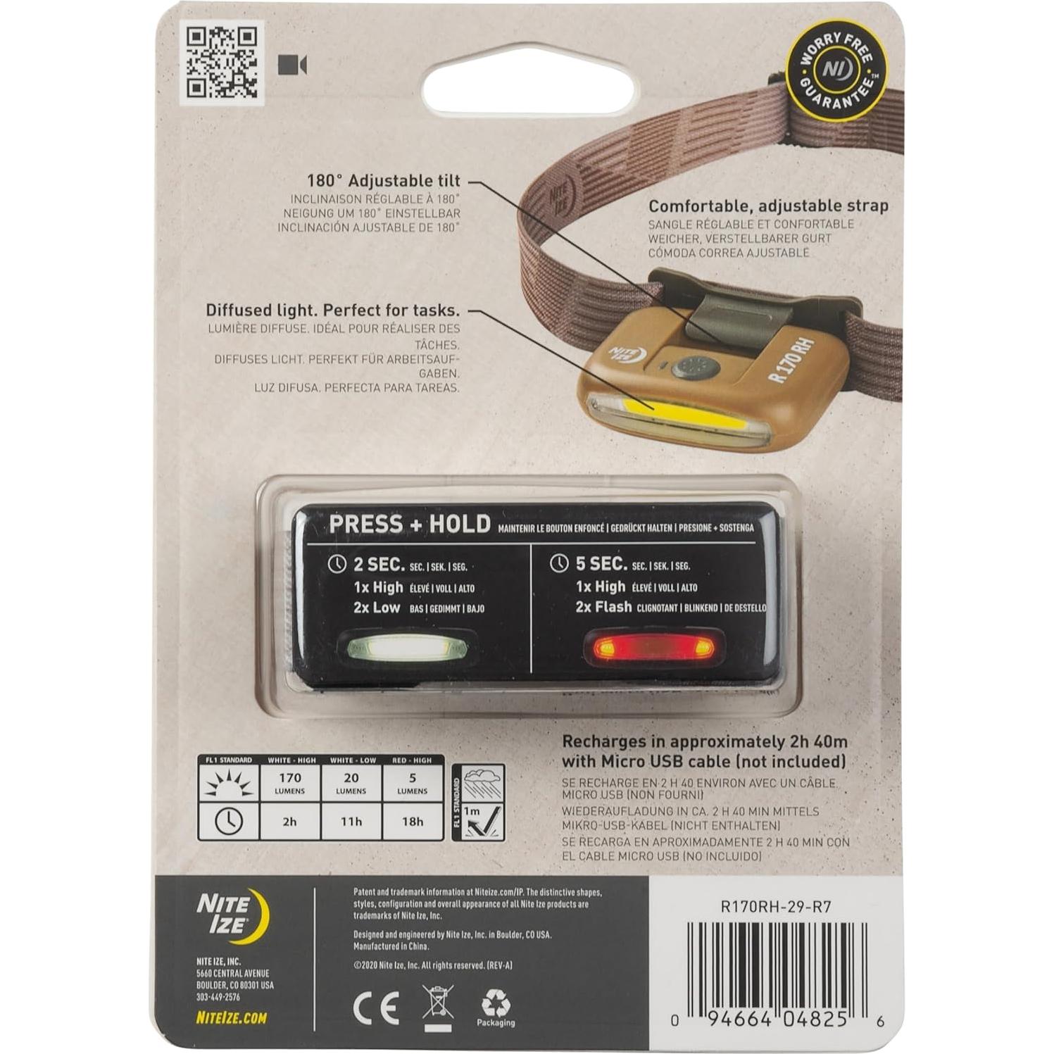 Linterna Frontal Recargable Nite Ize Radiant 170 Coyote