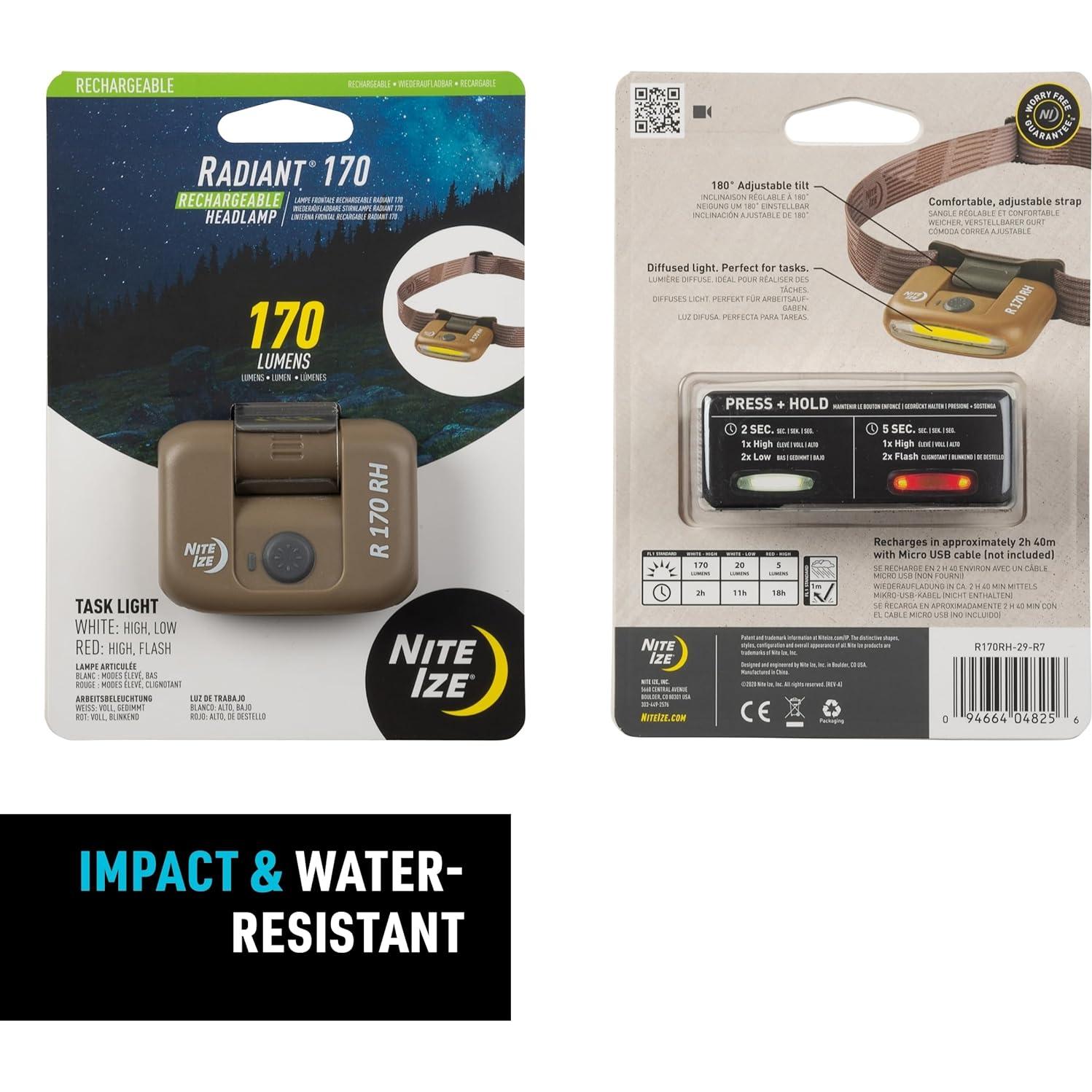 Linterna Frontal Recargable Nite Ize Radiant 170 Coyote